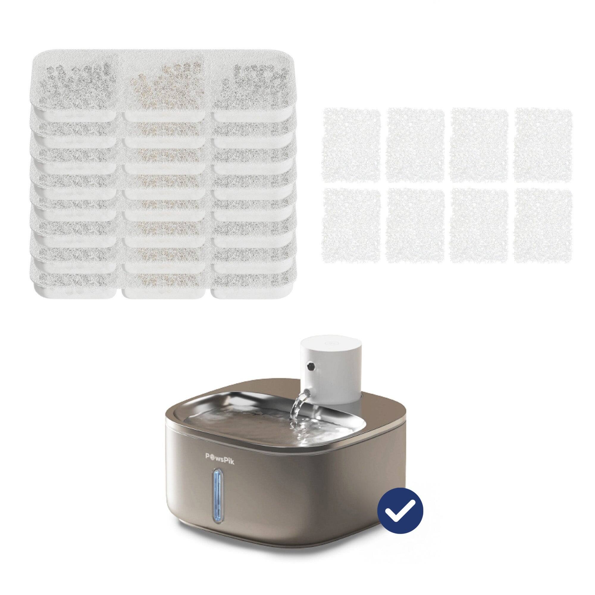 Front. PawsPik - PawsPik BOSS-01 Dog & Cat Water Fountain Replacement Filters, 8 count - white.