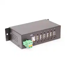 Front. Coolgear - 4-Port USB Hub - USB Type-A - Advanced Port Management - Wide Power Input - Screw Lock & DIN Rail Ready - 480Mbps - LEDs - Black.