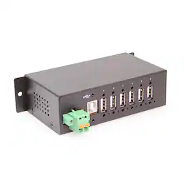 Coolgear - 4-Port USB Hub - USB Type-A - Advanced Port Management - Wide Power Input - Screw Lock & DIN Rail Ready - 480Mbps - LEDs - Black