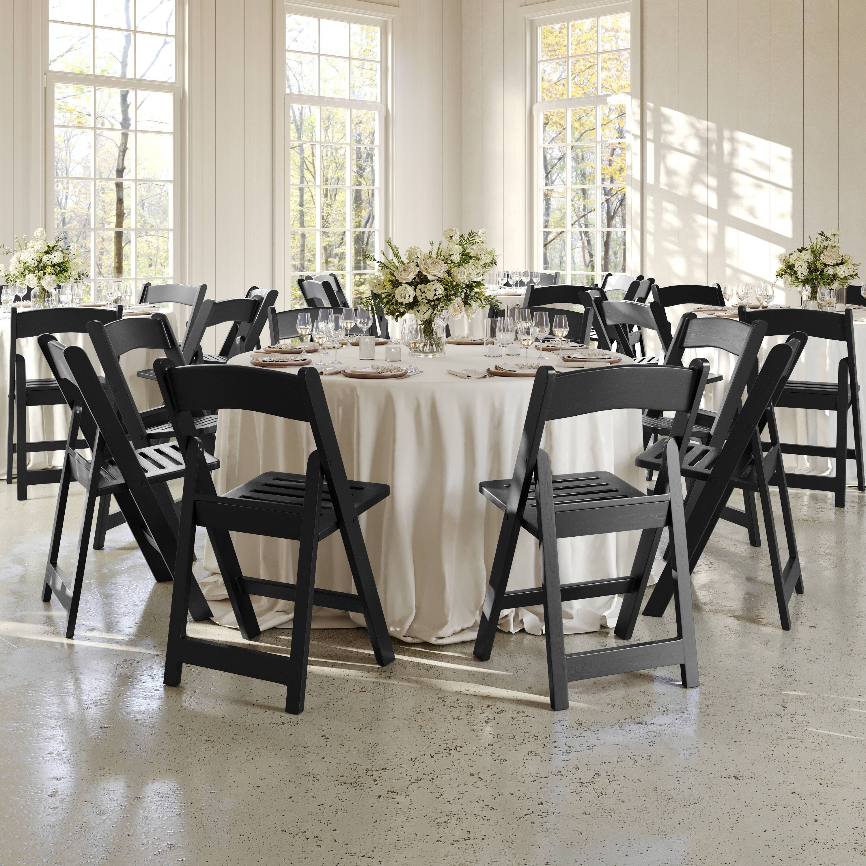 Alt View 2. Flash Furniture - HERCULES Commercial Black Indoor/Outdoor Lightweight Wood Look Resin Folding Event Chair with Slatted Seat - Black.