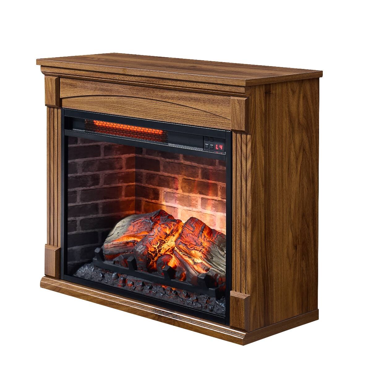 Front. Loheer - Loheer 28 inch electric fireplace with mantel Dark Oak 1500W - Dark Oak.