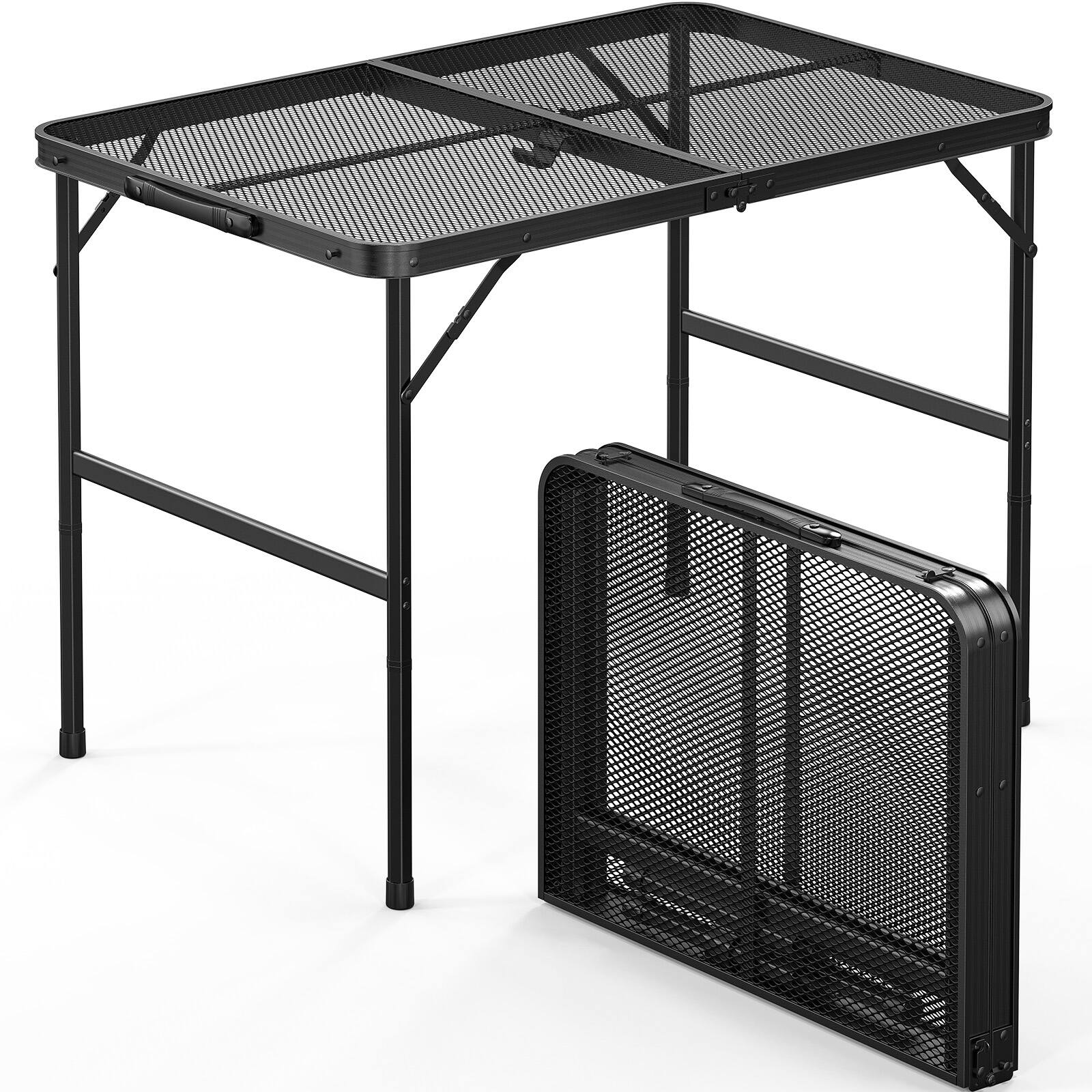 Front. Winado - 3 FT Camping Table Folding Grill Table with Mesh Desktop Portable Aluminum for Outdoor Garden Party - Black.