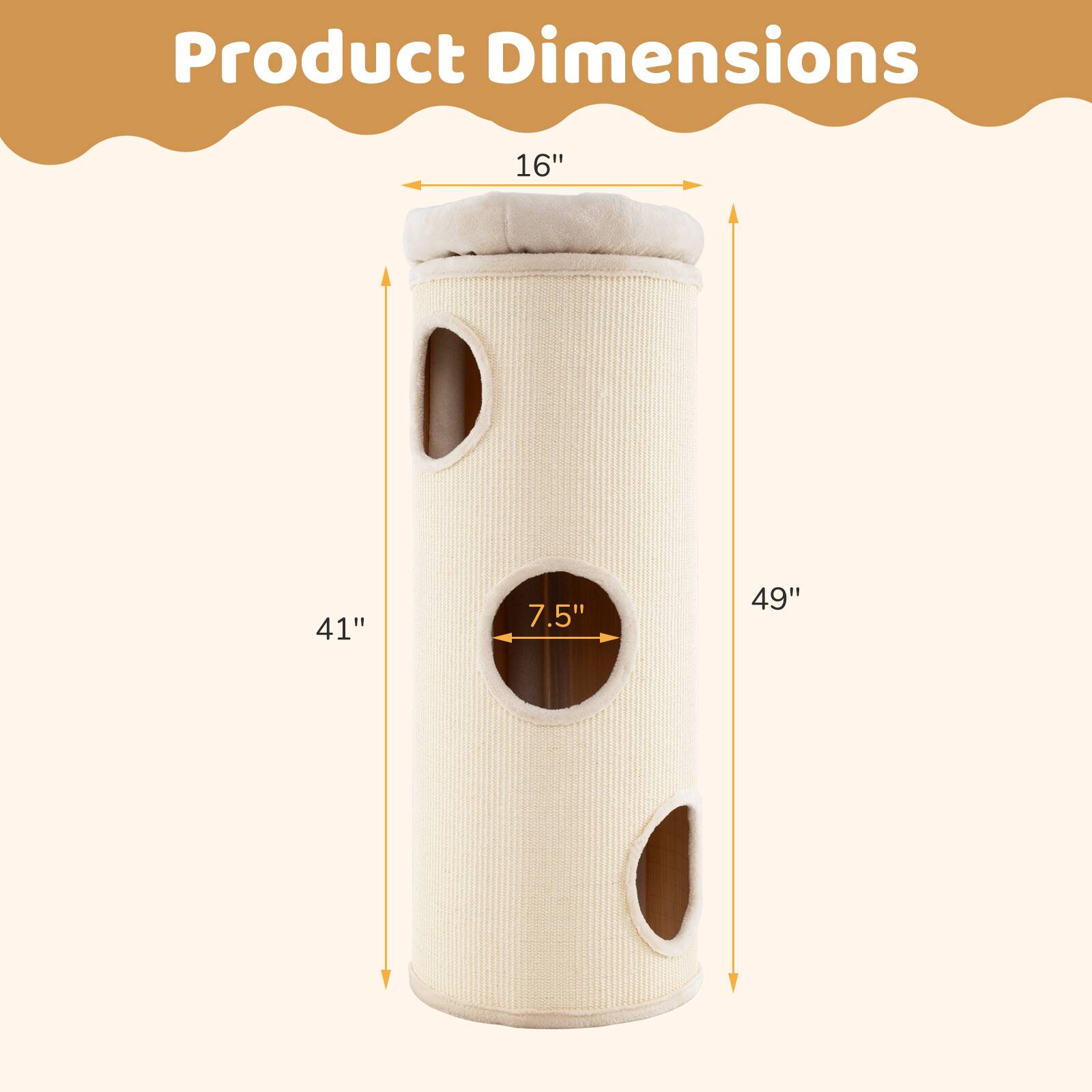Product Dimensions  
16" x 41" x 7.5" x 49"