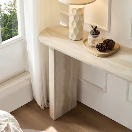 Front. Whisen - 55.12" Faux Marble Console Table, Narrow MDF Entryway Sofa Table, Modern Hallway Accent Table for Living Room - Marble.
