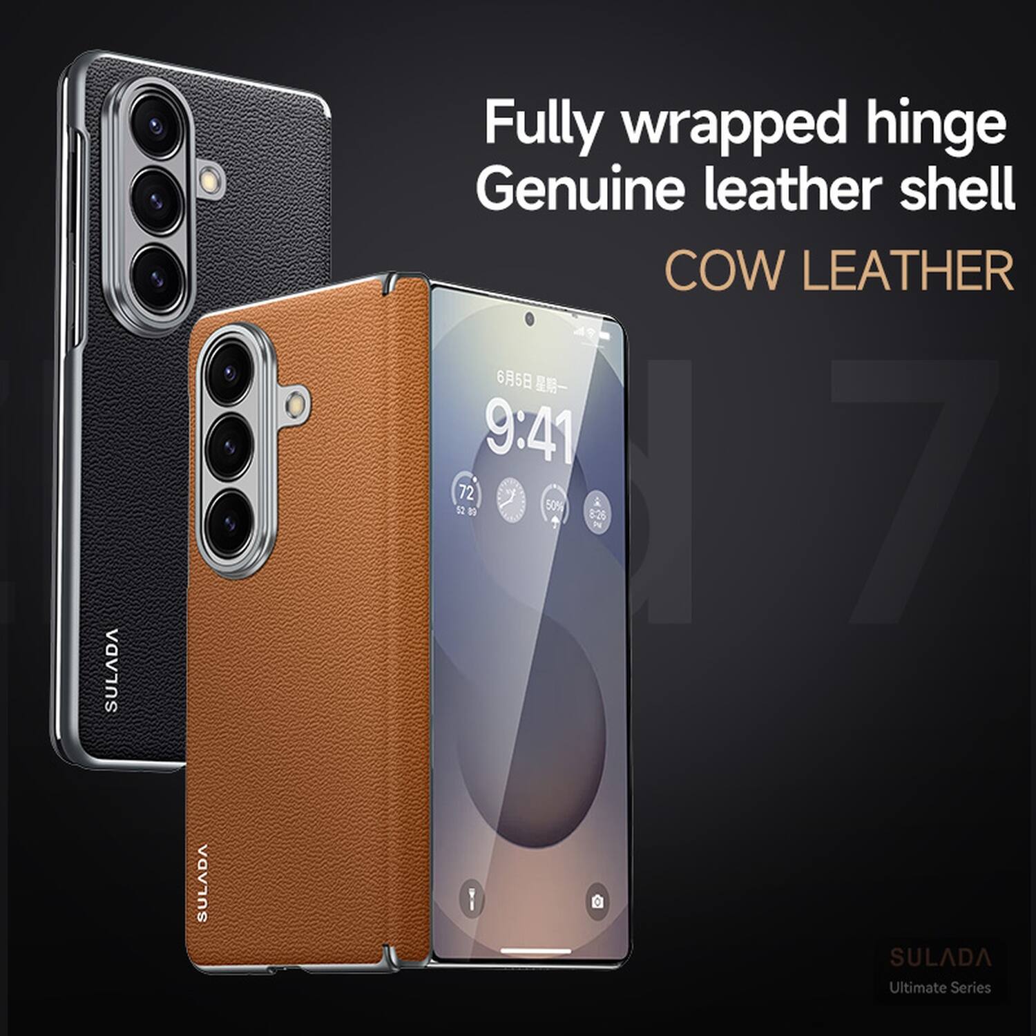 SULADA Fully wrapped hinge Genuine leather shell COW LEATHER

9:41

52 72 7 to 50% 8:26 & 7

SULADA I 0

SULADA Ultimate Series