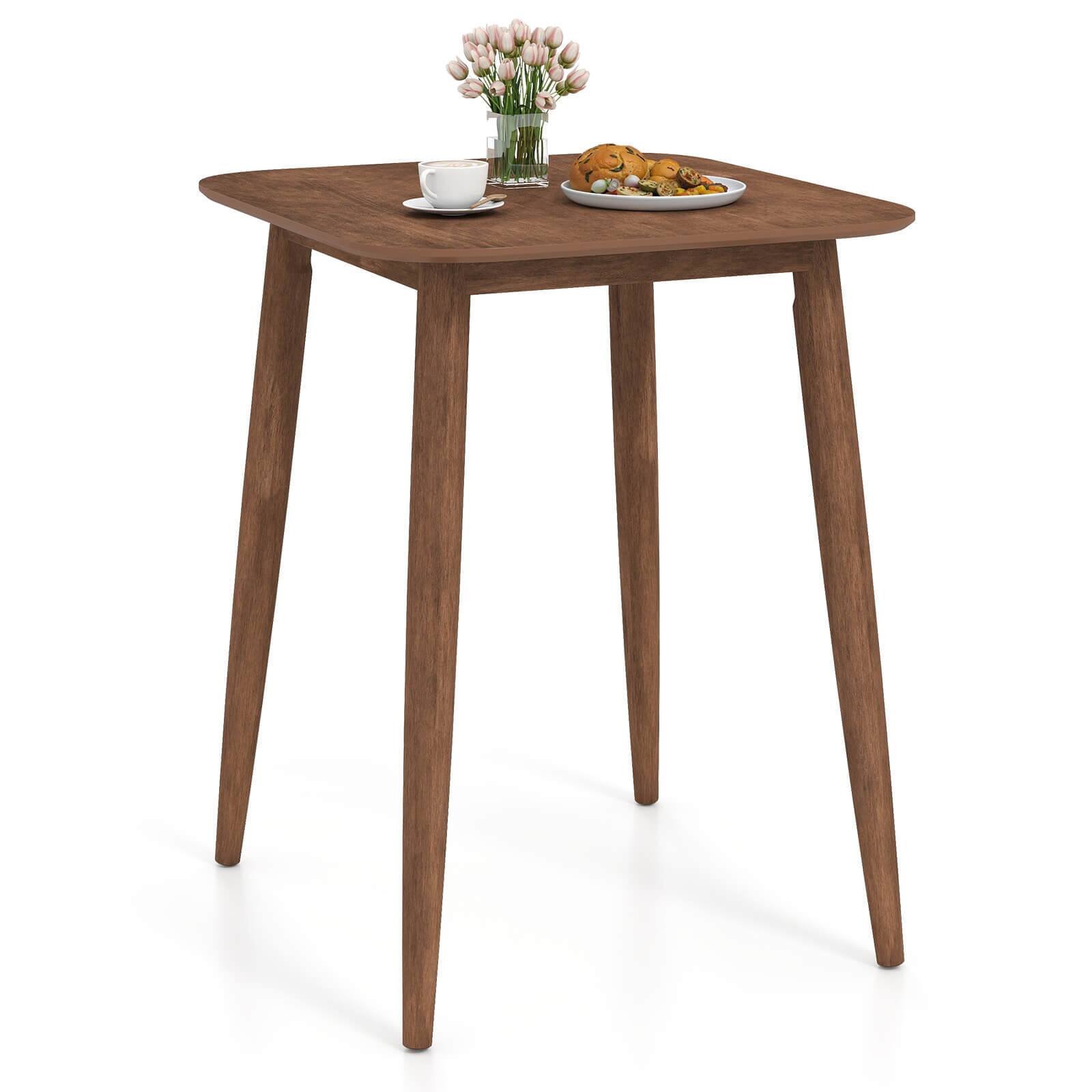 Costway - 36 Inch Solid Rubber Wood Farmhouse Kitchen Table with Sturdy Pedestal Base - Walnut