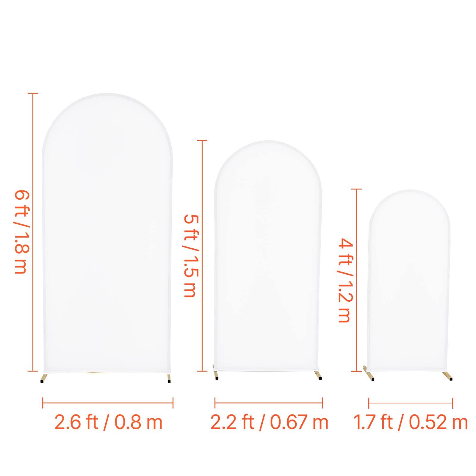 6ft / 1.8m  
5ft / 1.5m  
4ft / 1.2m  
2.6 ft / 0.8 m  
2.2 ft / 0.67 m  
1.7 ft / 0.52 m