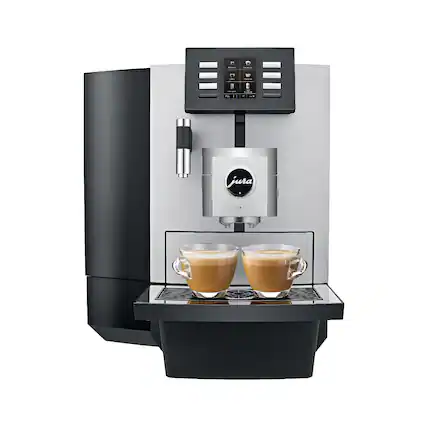 Front. JURA - Jura X8 Platinum Automatic Espresso and Cappuccino Machine with Touch Screen - Black/Silver.