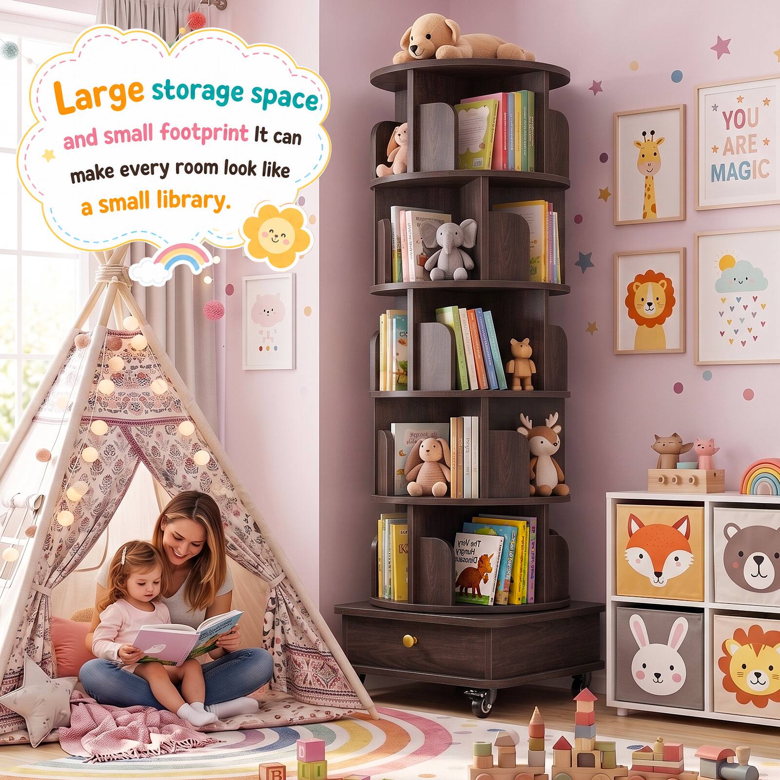 Large storage space and small footprint. It can make every room look like a small library.

YOU ARE MAGIC