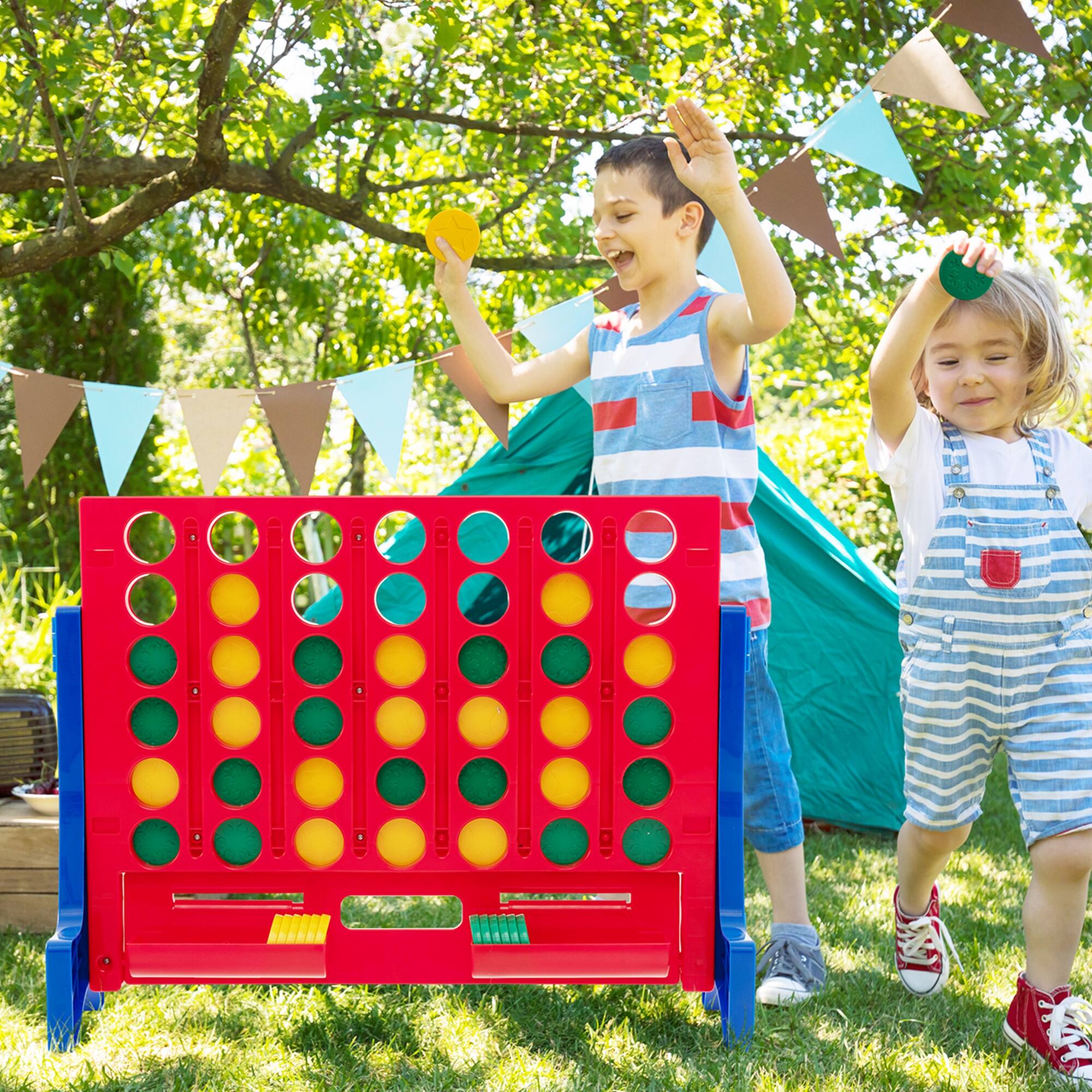 Alt View 7. Costway - Costway Wall Mounted or Tabletop Giant 4 in a Row Jumbo 4-to-Score Connect Game Set - Blue.