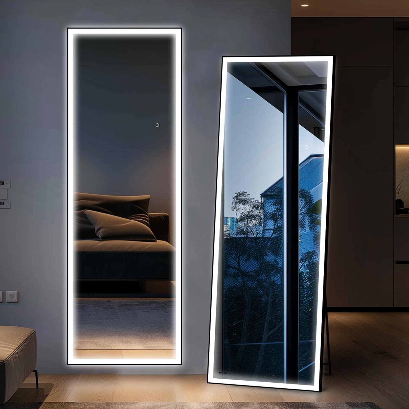Cedar Assembly - Full Length Door Mirror - Over The Hanging No Drill Installation For Bedroom Closet Sturdy 💄[ULTIMATE - Frame-led-65.4"L x 24"W