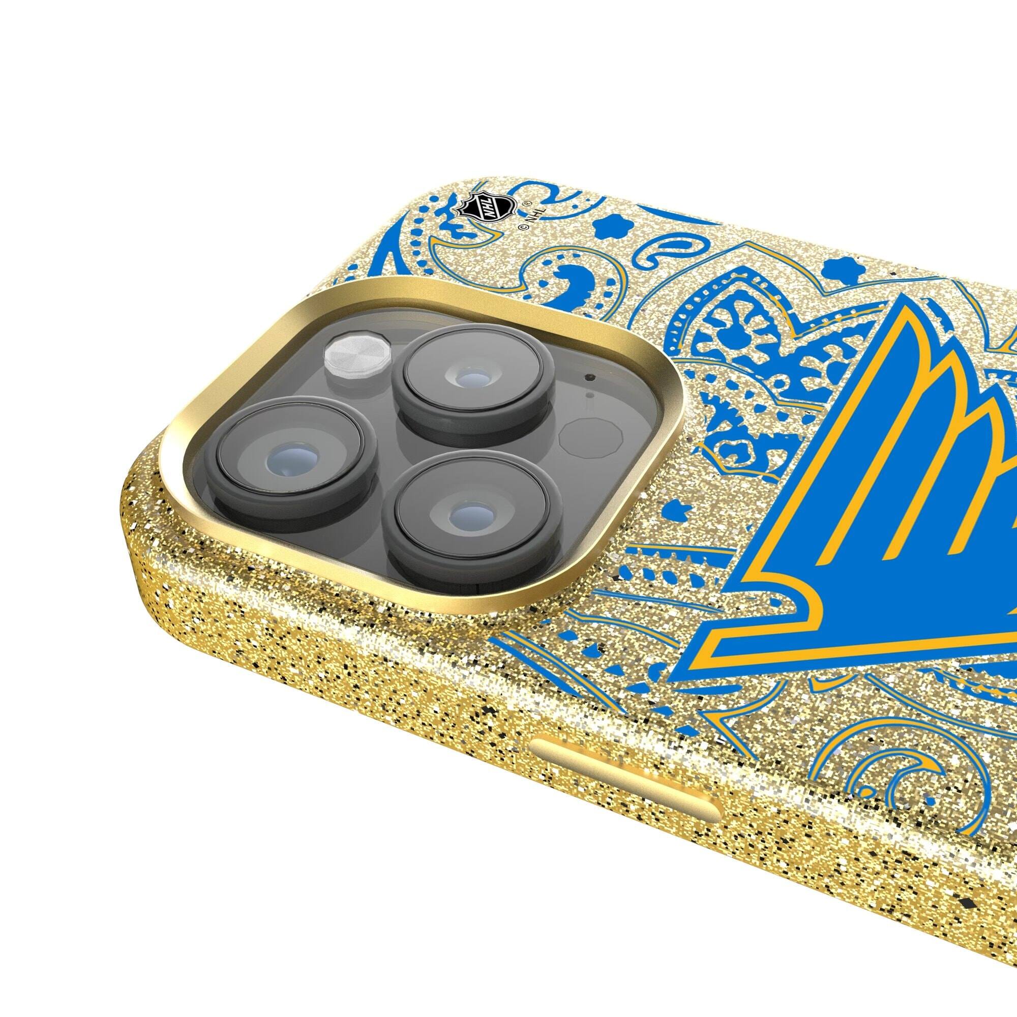 Alt View 3. Keyscaper - Gold St. Louis Blues Paisley Bling iPhone Case - 16 Pro - Gold.