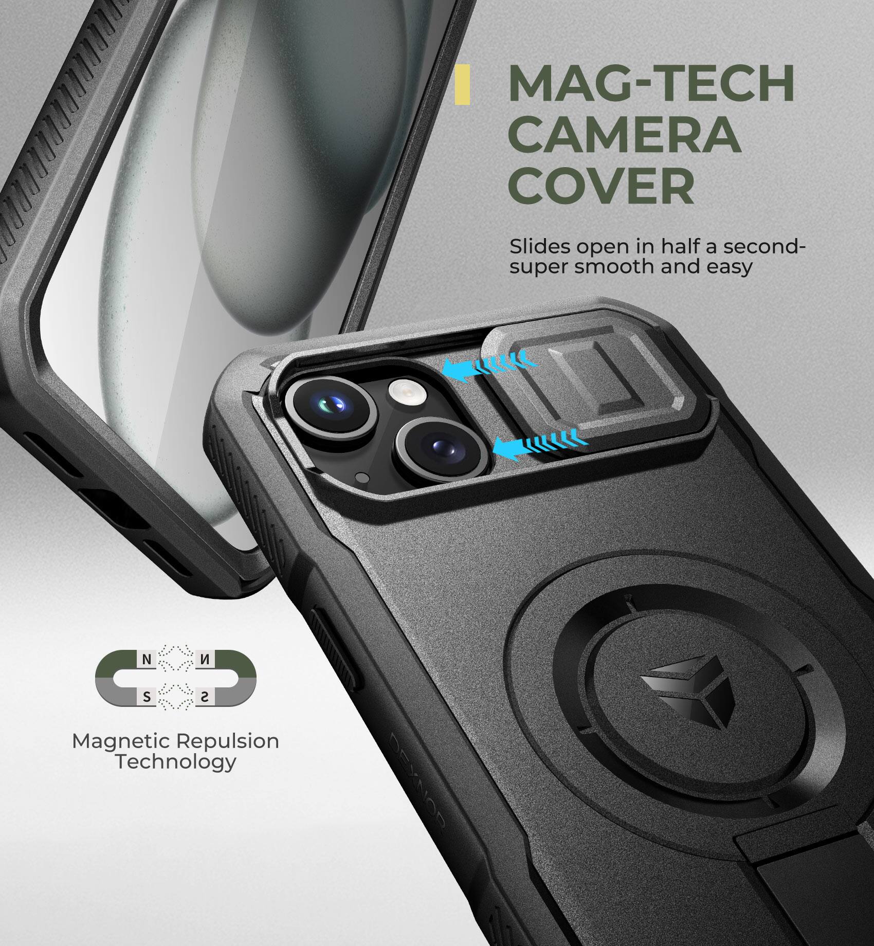 MAG-TECH CAMERA COVER Slides open in half a second- super smooth and easy

Magnetic Repulsion Technology