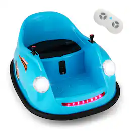 Costway - Ride on Bumper Car for Kids with Remote Control 360 Degree Spin LED Light - Blue