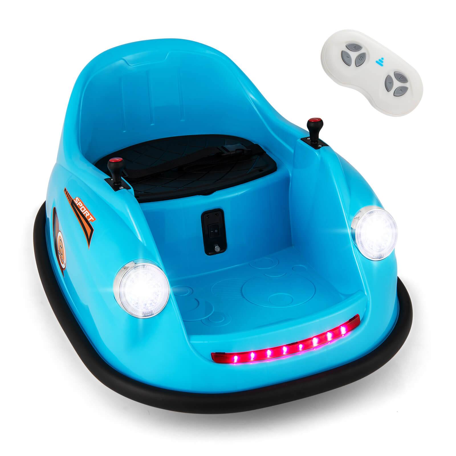 Costway - Ride on Bumper Car for Kids with Remote Control 360 Degree Spin LED Light - Blue