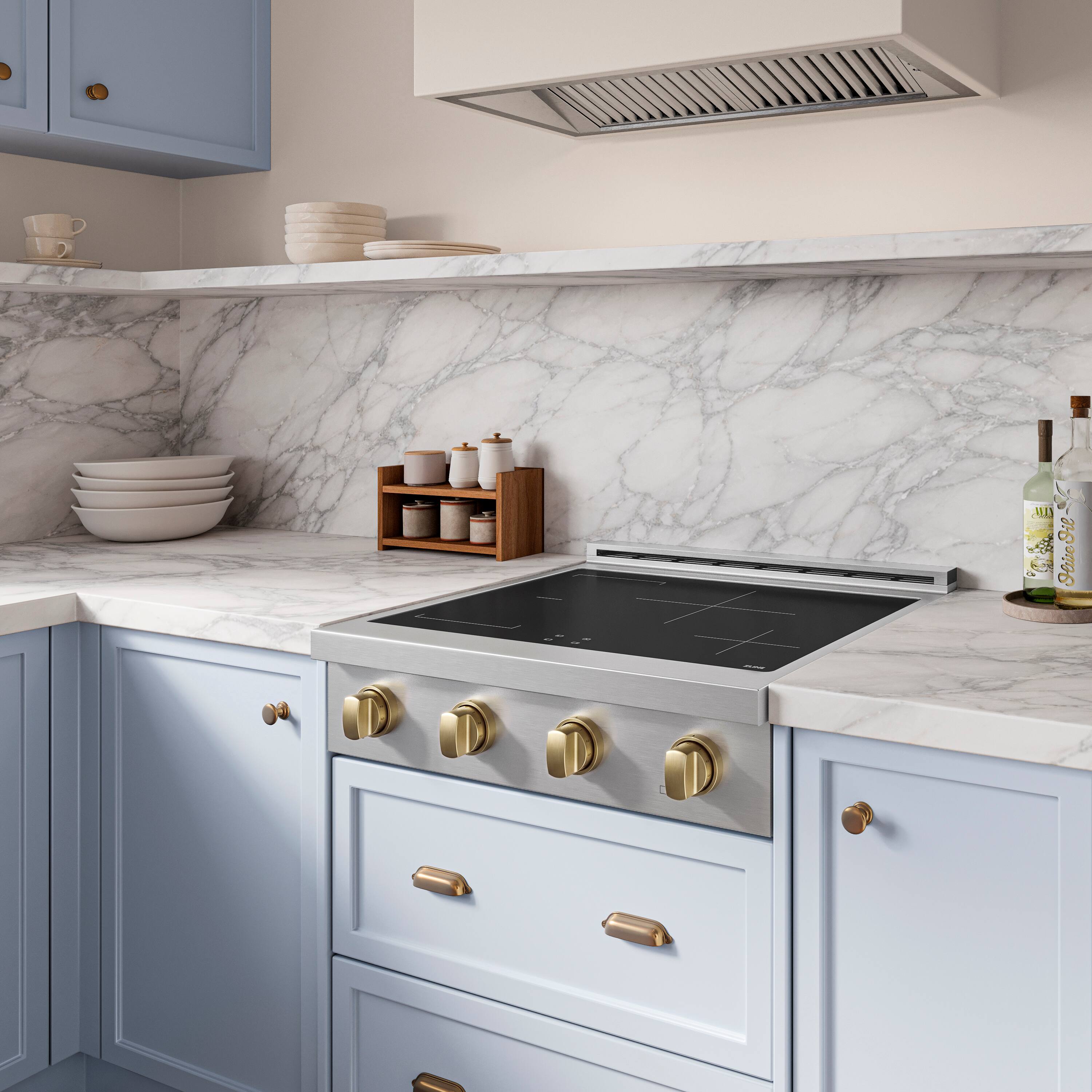 Alt View 5. ZLINE - Autograph 30 in. Paramount Built-in Electric Induction Rangetop with 4 Elements in Stainless Steel and Champagne Accents - Stainless Steel.