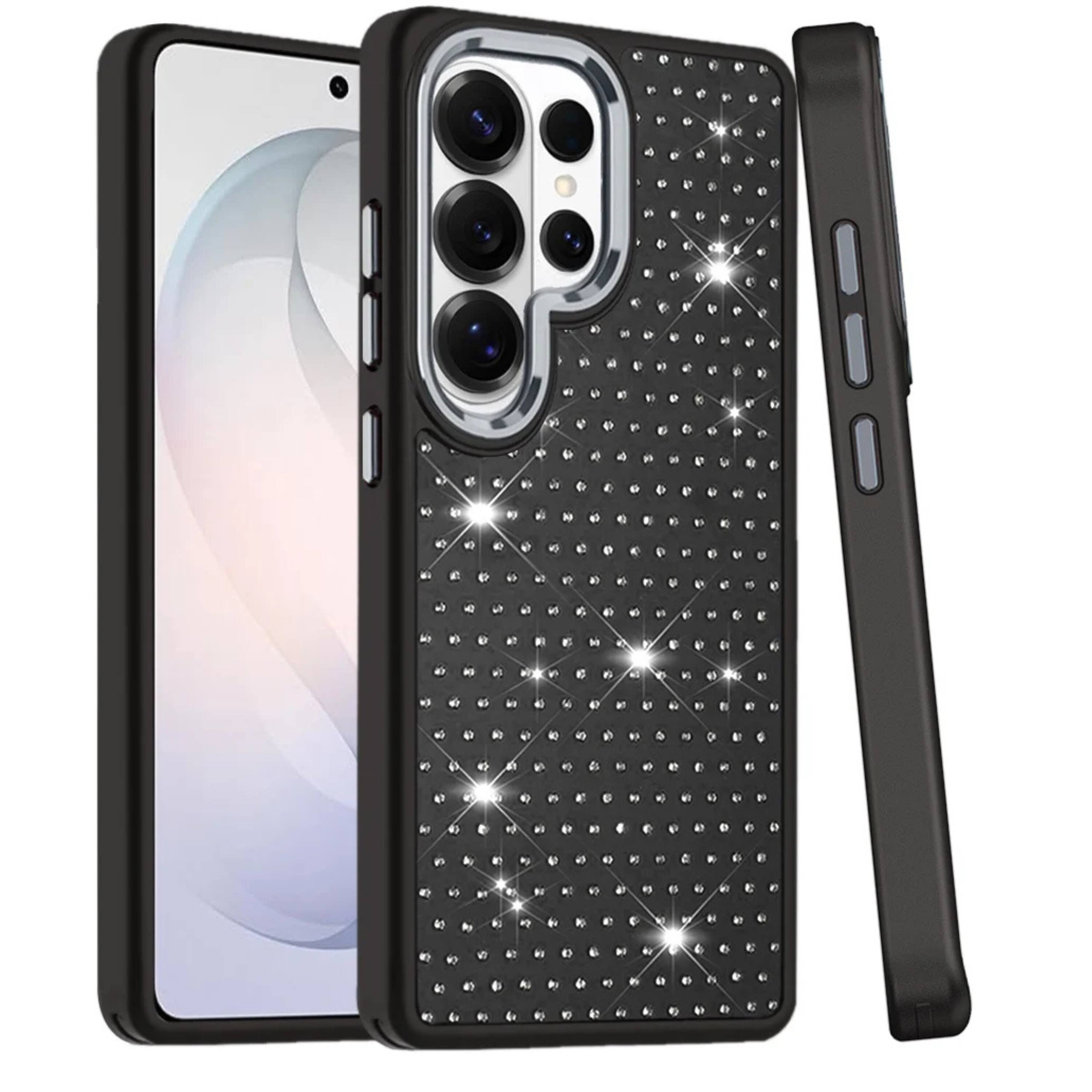 Left. Kitcheniva - Premium Faux Crystal Rhinestone Chrome Edge Case With Tempered Glass For Samsung S26 Ultra Rose Gold - Rose Gold.