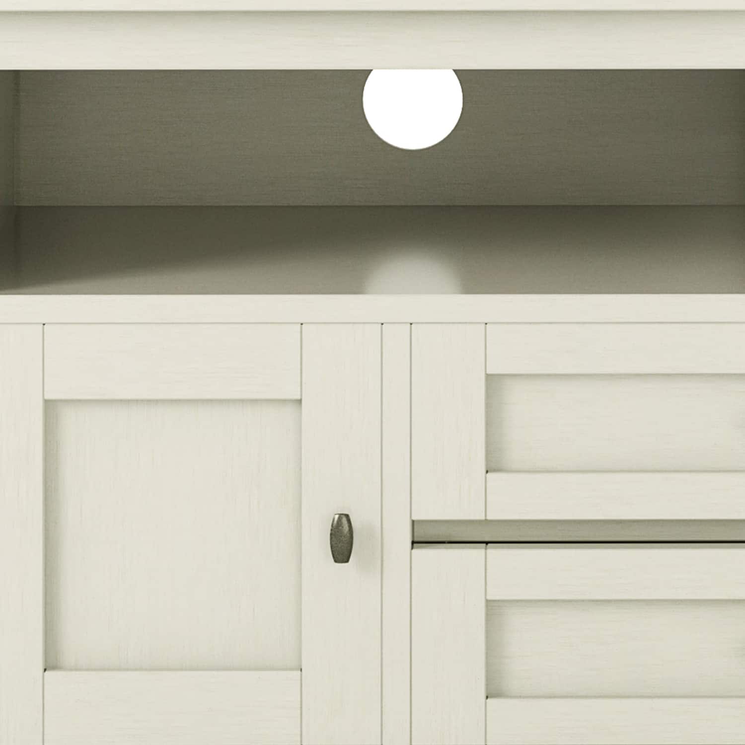 Alt View 7. Simpli Home - Warm Shaker SOLID WOOD 72 inch Wide Rustic TV Media Stand in Antique White For TVs up to 80 inches - Antique White.