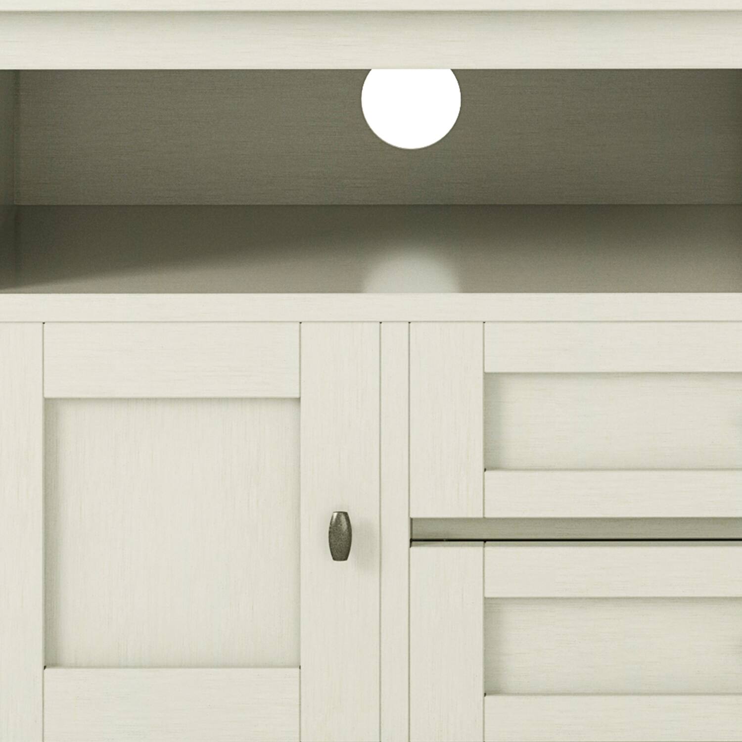 Alt View 7. Simpli Home - Warm Shaker SOLID WOOD 72 inch Wide Rustic TV Media Stand in Antique White For TVs up to 80 inches - Antique White.