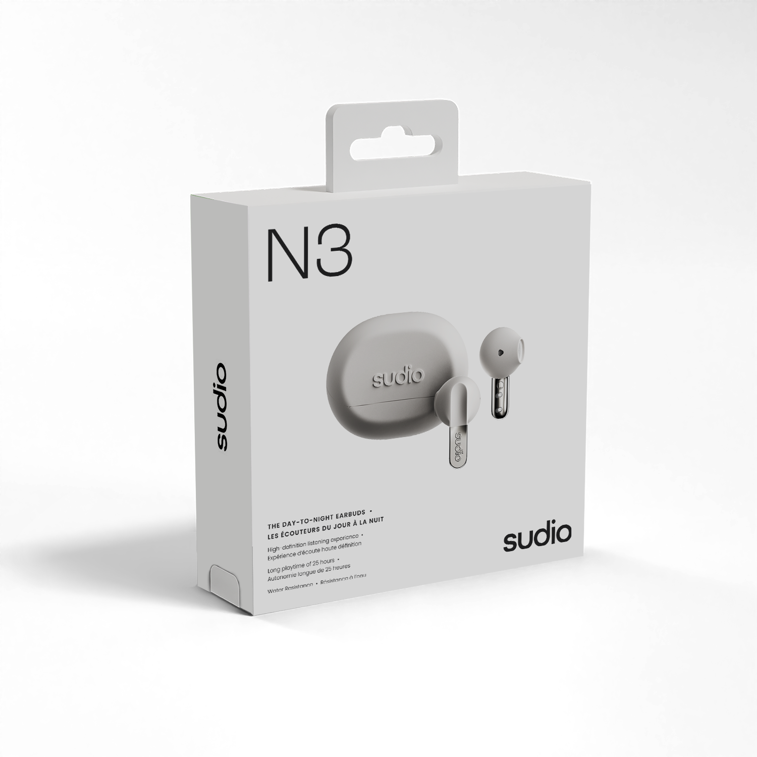 N3 Studio Studio EARBUDS DAY-TO-NIGHT A LA NUIT TIME 5 JOUR LES ECOUTEURS

Experience hours of 25 long playtime - 25 heures Autonomie

High-fidelity, open-back sound - Haute fidélité, son ouvert

THE DAY-TO-NIGHT EARBUDS - LES ECOUTEURS DU JOUR A LA NUIT

High-fidelity, open-back sound - Haute fidélité, son ouvert

Experience hours of 25 long playtime - 25 heures Autonomie

Water and sweat resistant - Résistant à l'eau et à la transpiration