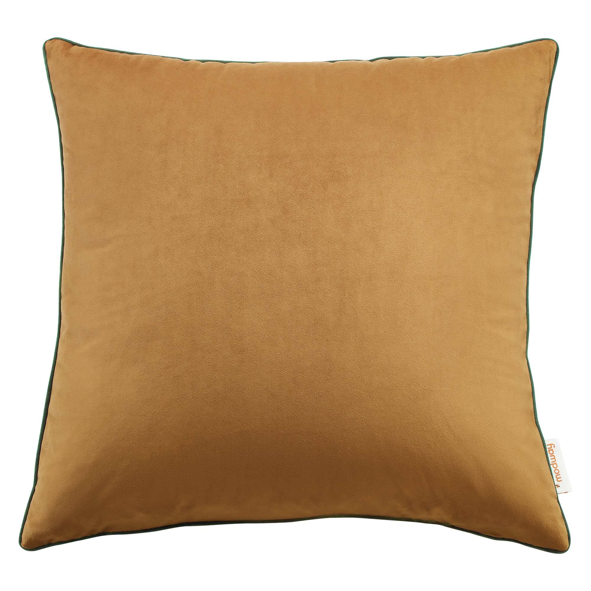 Angle. Modway - Accentuate Performance Velvet Throw Pillow - Cognac Green.