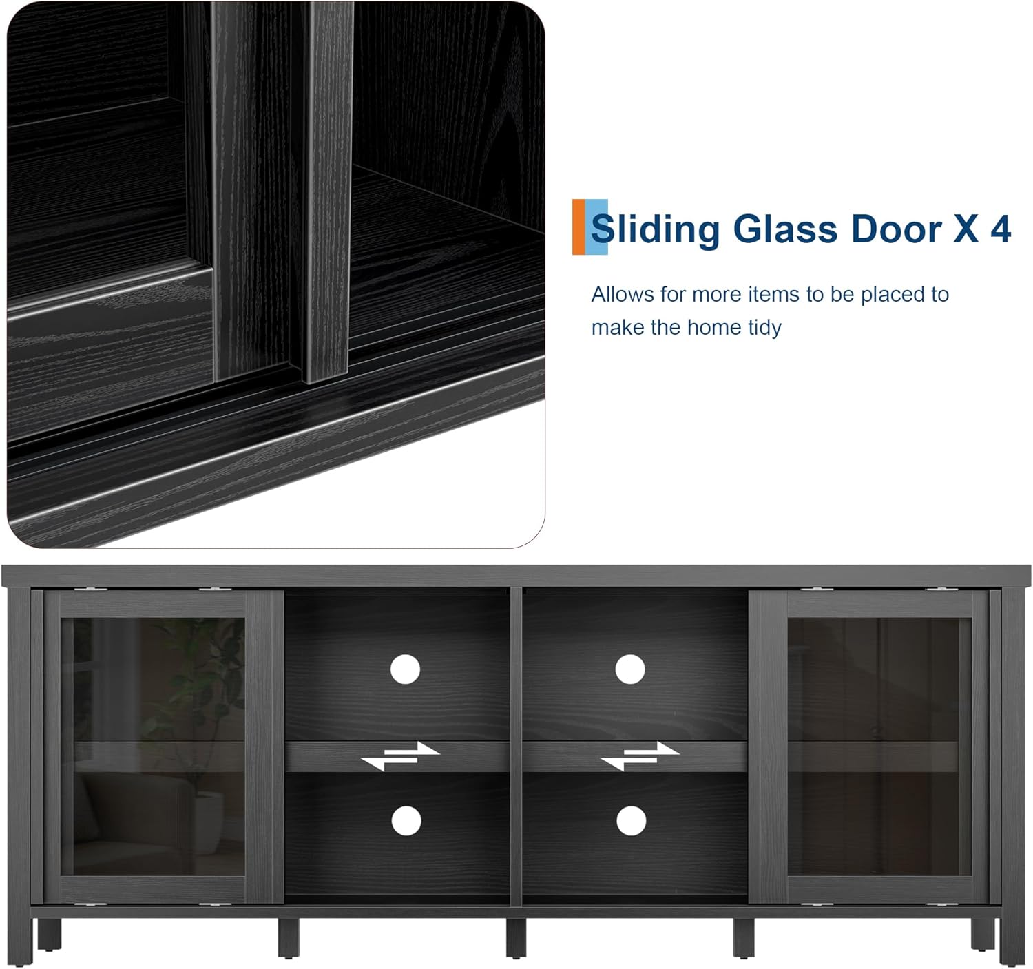 Sliding Glass Door X 4  
Allows for more items to be placed to make the home tidy