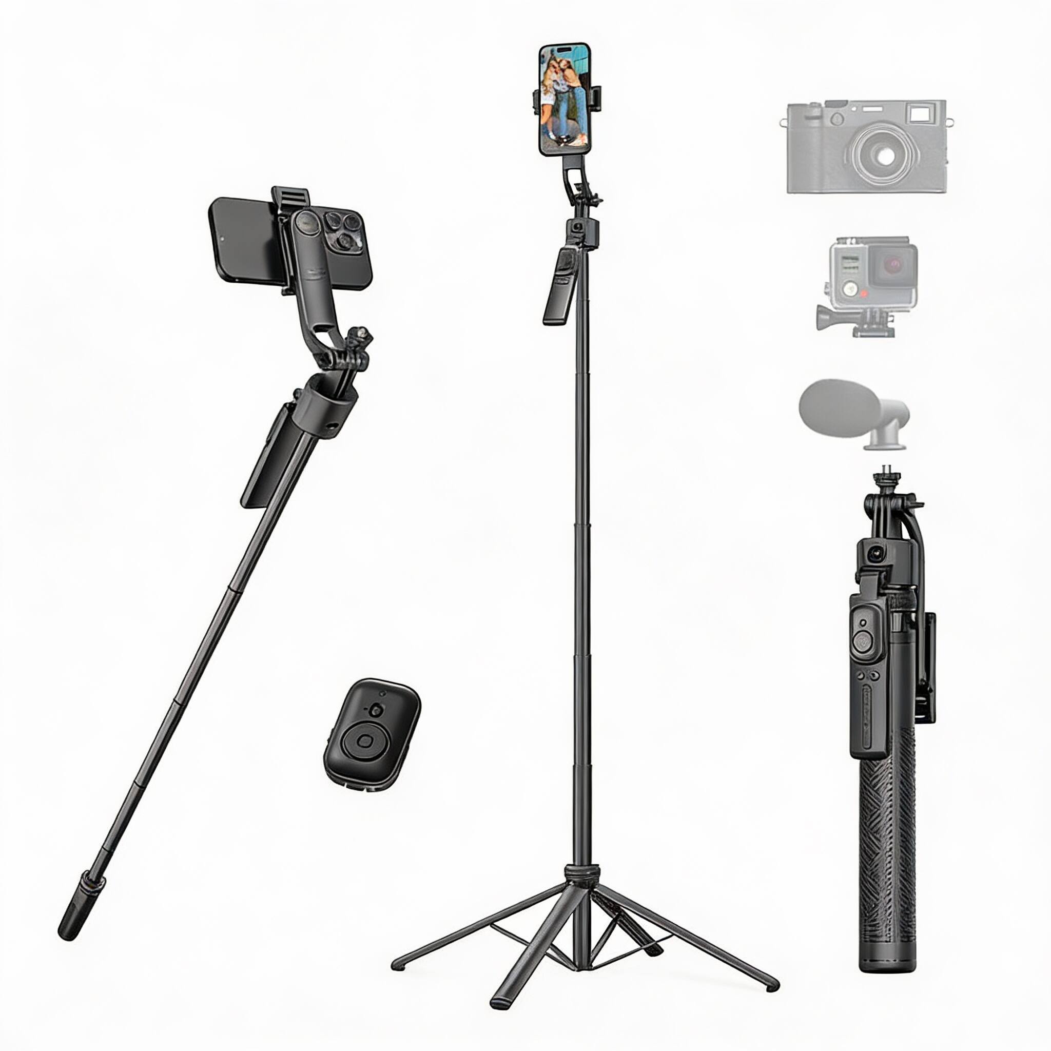 Back. OMOMMD - Ai Face Tracking Tripod With Remote Auto Rotation Selfie Stick For Extendable To 1 4 Screw Phone Mount Andr... - Default.