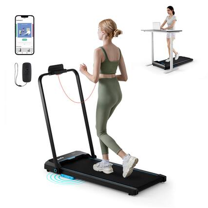 Front. Costway - Costway 3 in 1 Folding Treadmill with Remote Control LED Display and APP for Home Blue - Blue.