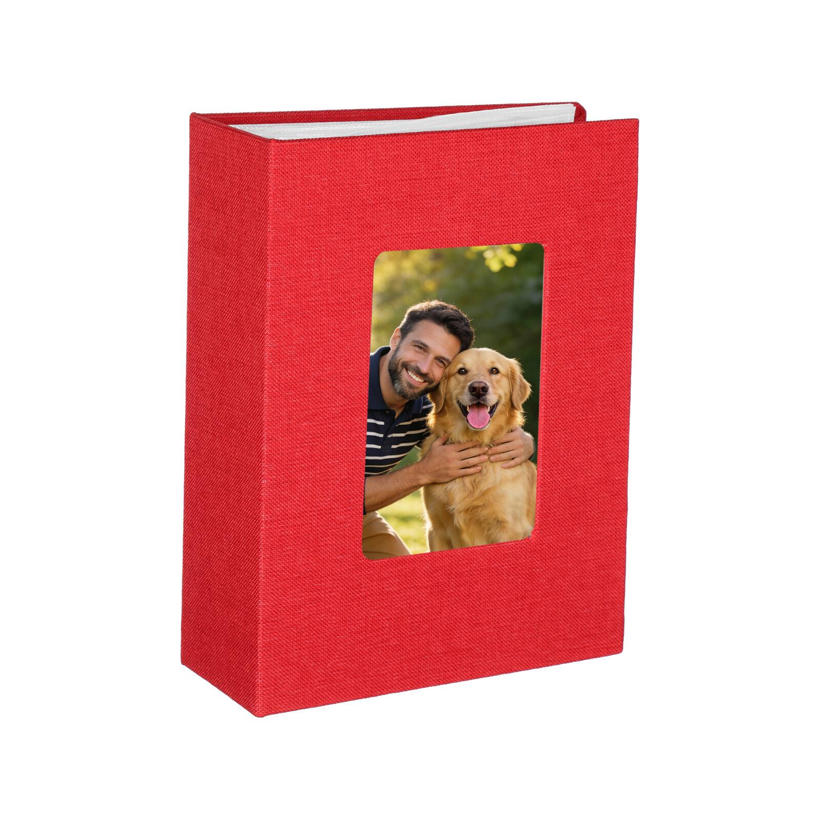 Unique Bargains - Photo Album 6.5x4.9 Inch 100 Photos Linen Cover Photo Book with Display Window for Family Wedding Anniversary - Red price history on PriceWatchPro