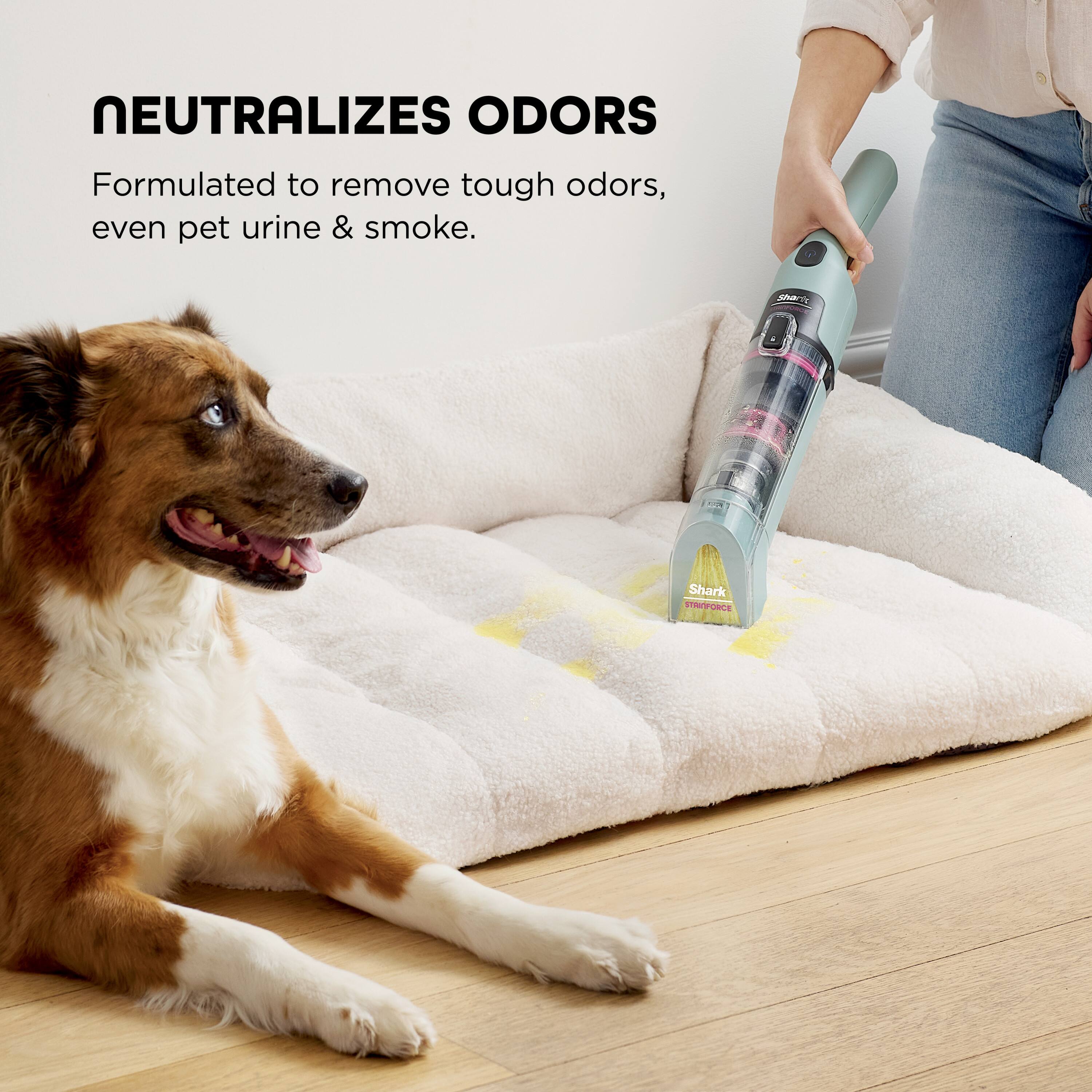 NEUTRALIZES ODORS  
Formulated to remove tough odors, even pet urine & smoke.  
Shark STNPR5