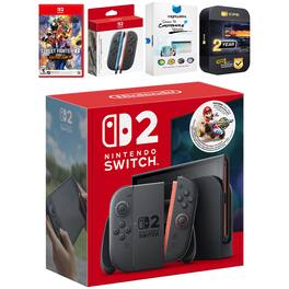 Switch 2 Mario Kart World Bundle with Street Fighter 6, Extra Joy-Cons, MightySkins Code and 2 CPS Year - Nintendo Switch 2