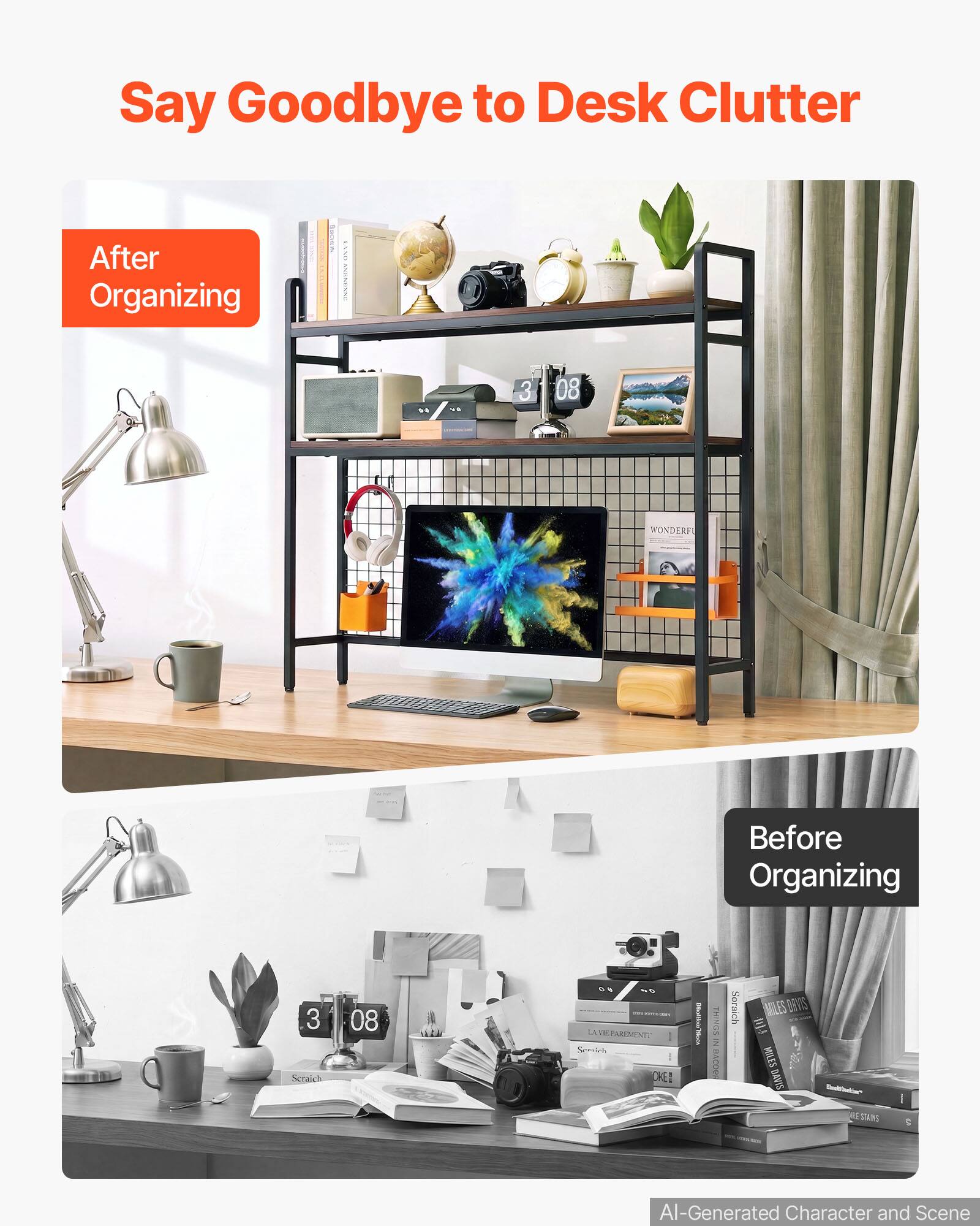 Say Goodbye to Desk Clutter

After Organizing

Before Organizing

AI-Generated Character and Scene