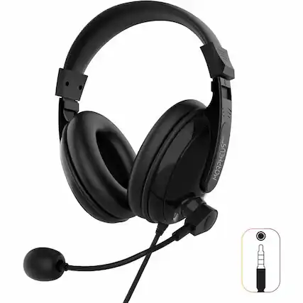 Front. Morpheus 360 - Morpheus 360 Basic Multimedia Stereo Headset - Adjustable Microphone - Lightweight Comfortable Design - Eco Leather Ear - Black.