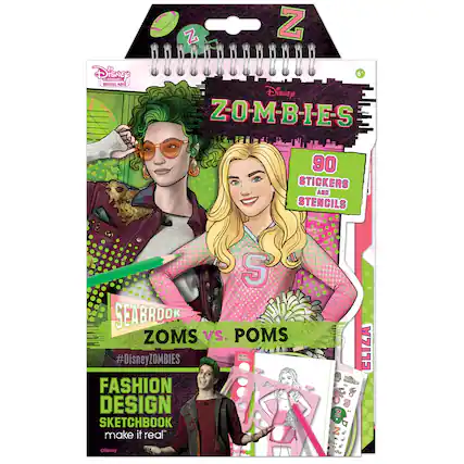 Disney Z-O-M-B-I-E-S 90 STICKERS AND STENCILS S SEABROOK ZOMS vs. POMS SO8 #DisneyZOMBIES FASHION DESIGN SKETCHBOOK make it real.