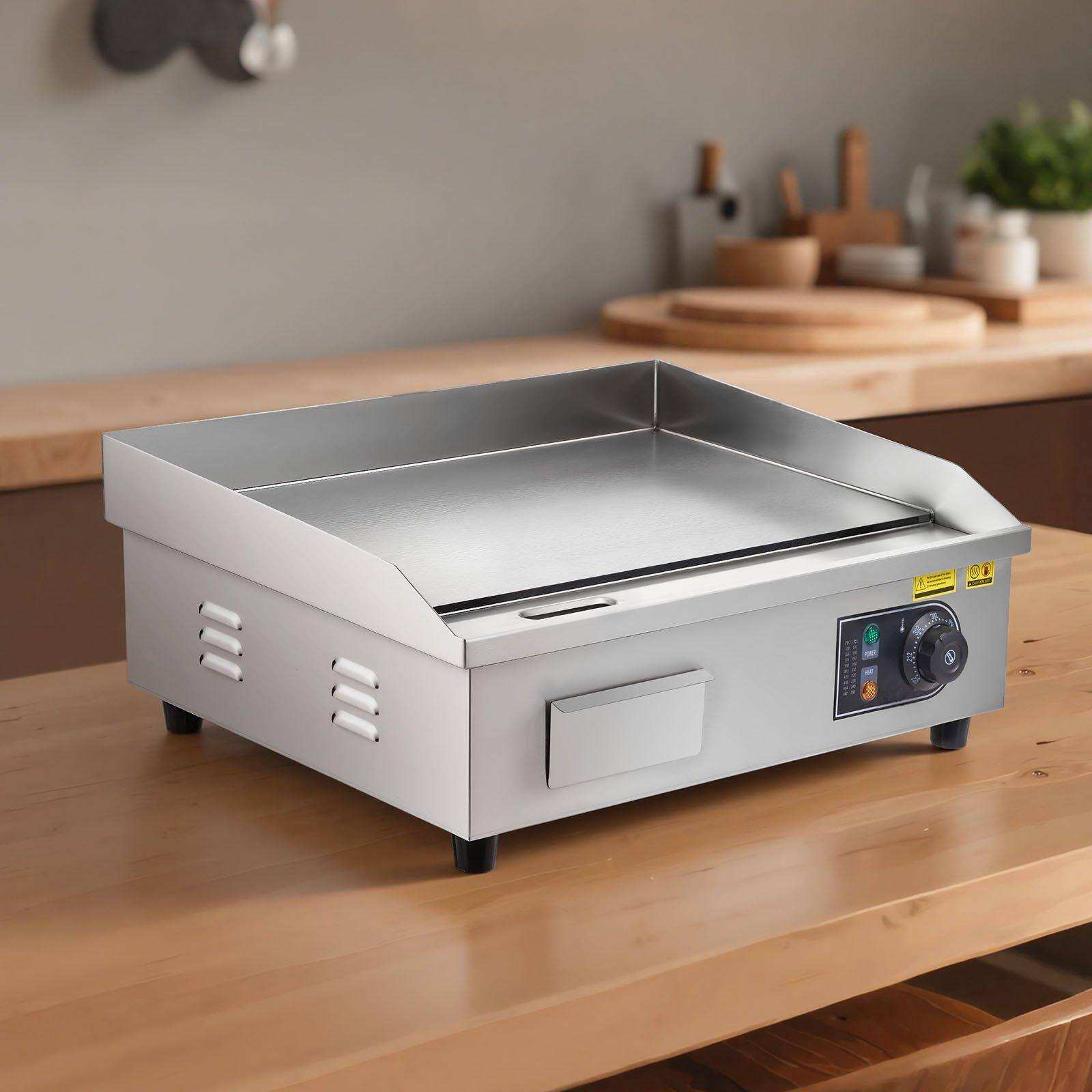 Alt View 1. Glintex - Commercial Electric Griddle 21"x11.8", 1750W Countertop Flat Top Grill, 122-570°F Temp, with Spatulas & Brushes - Silver.