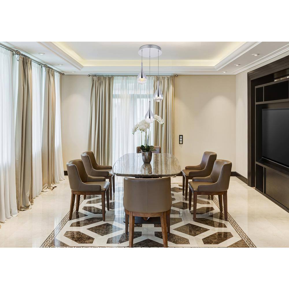 Back. Elegant Lighting - Amherst Collection LED 3-light chandelier 12in x 9in chrome finish - Chrome.