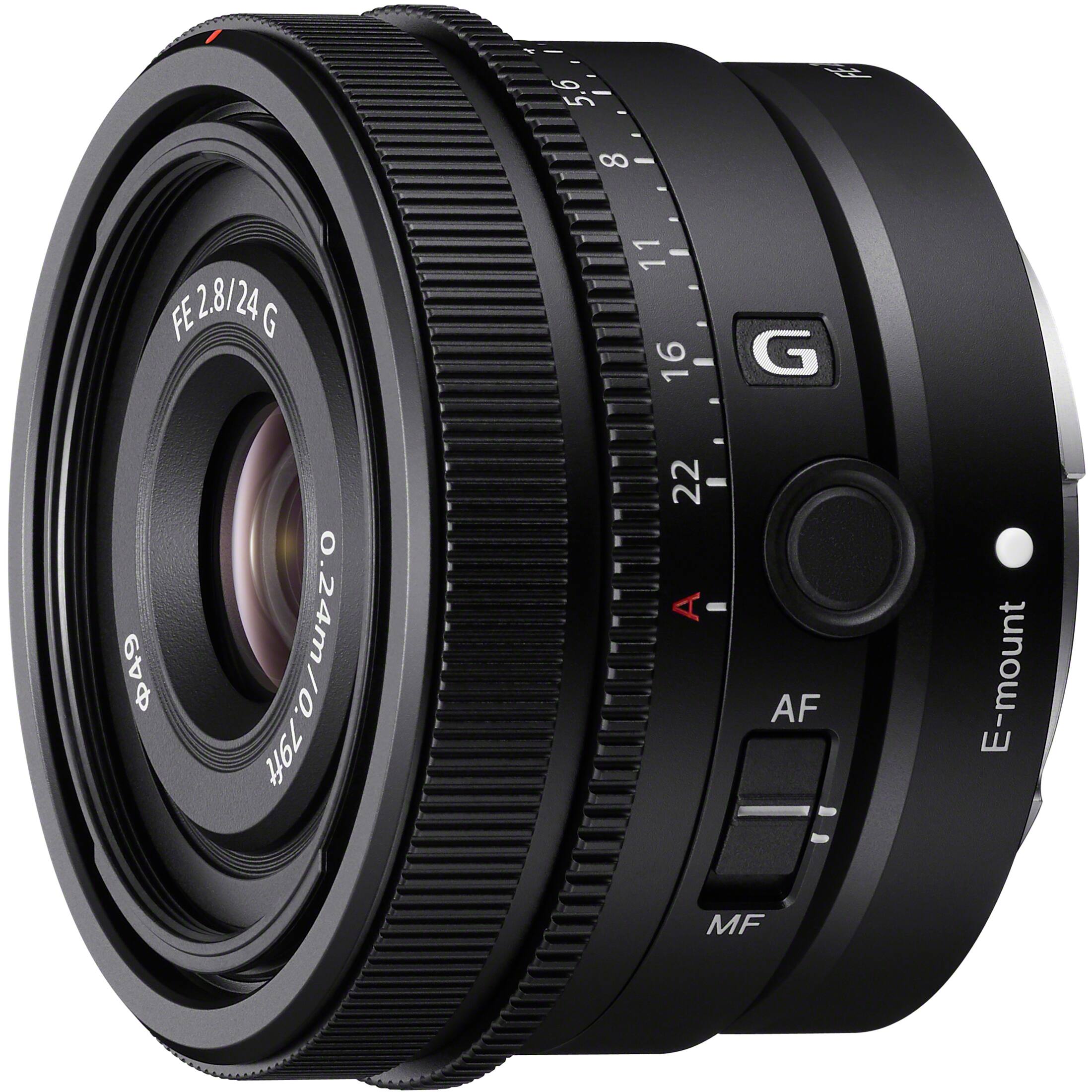 FE 2.8/24 G  
24mm  
1:2.8  
G  
E-mount  
AF  
MF  
A  
22  
16  
11  
8  
5.6  
4  
2.8  
1.4  
0.24m/0.79ft