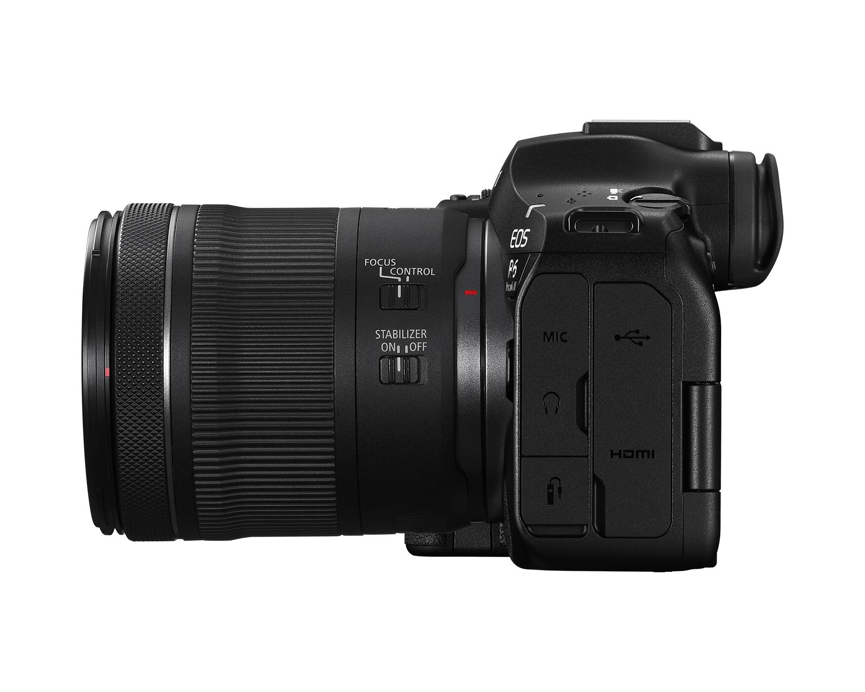 - FOCUS CONTROL
- STABILIZER ON/OFF
- MIC
- HOMI
- EOS R6
- MIC