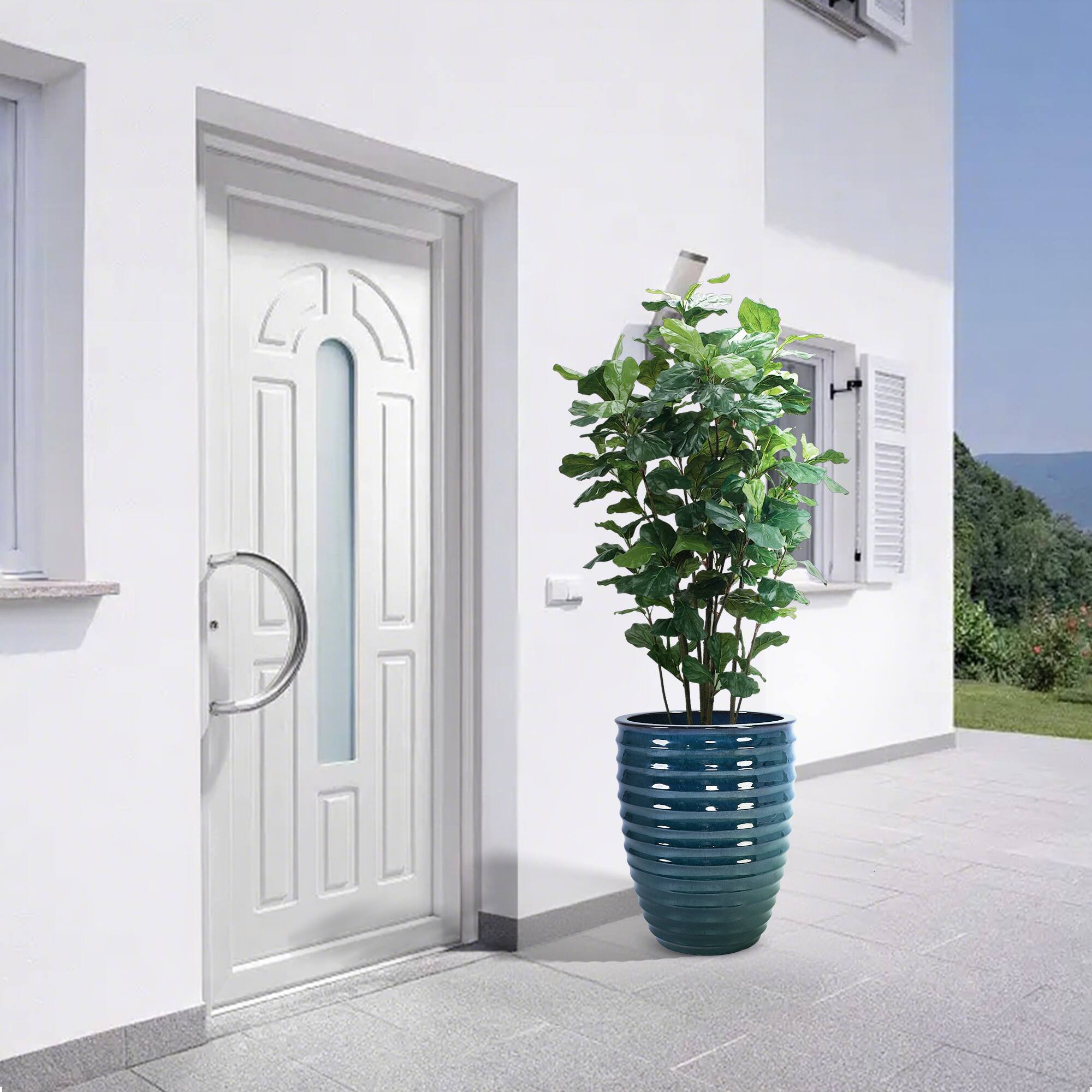 Alt View 1. Loheer - Ceramic Planter by Loheer, 17 Inch Handmade Deep Green Planter for Indoor Outdoor Doorway Monstera.