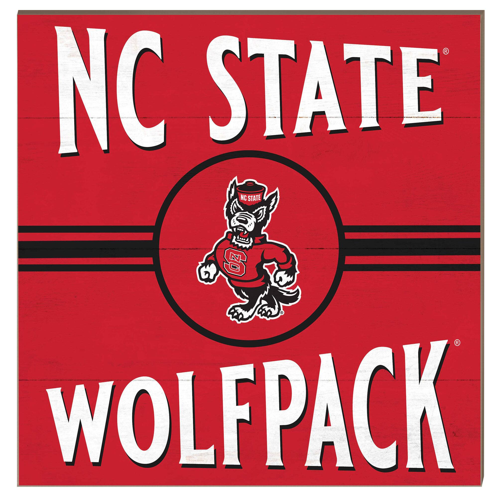 NC State Wolfpack 10'' x 10'' Retro Team Sign