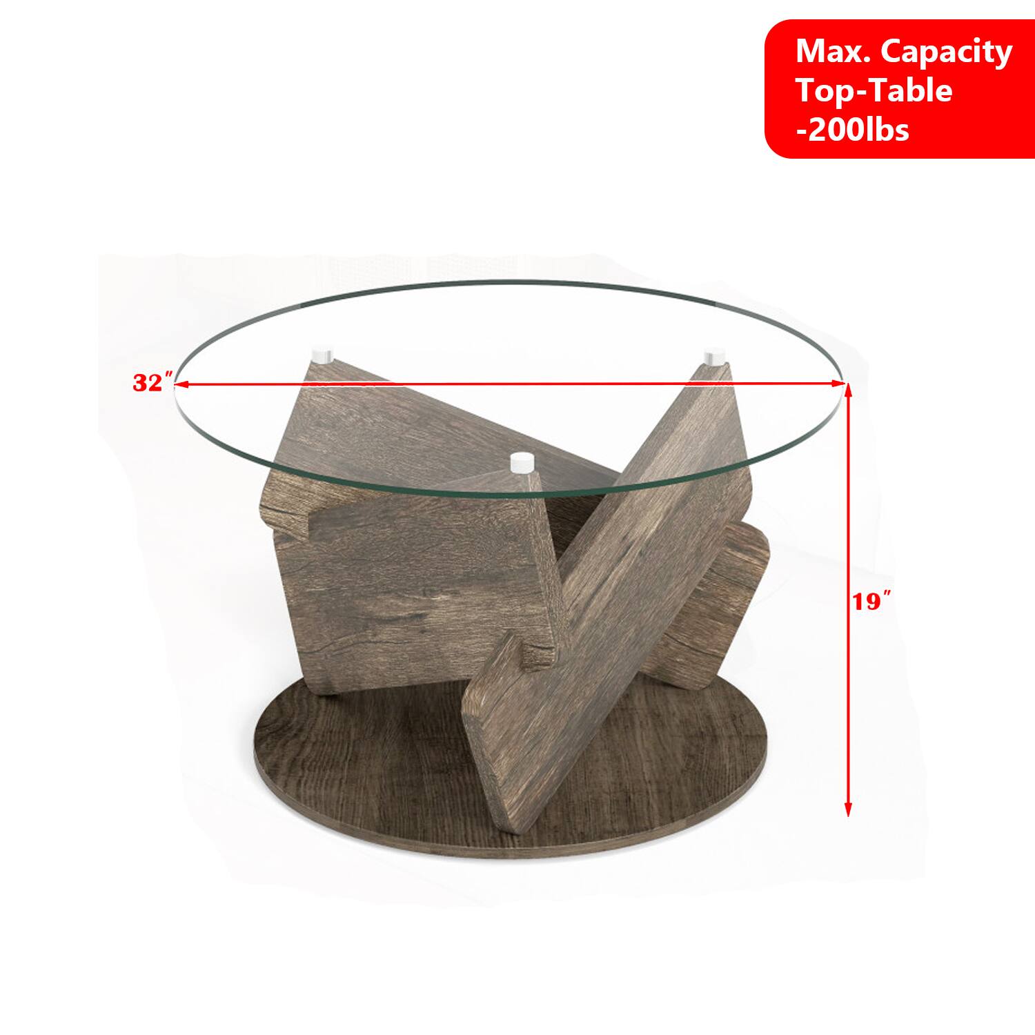 Max. Capacity Top-Table -200lbs  
32" 19"