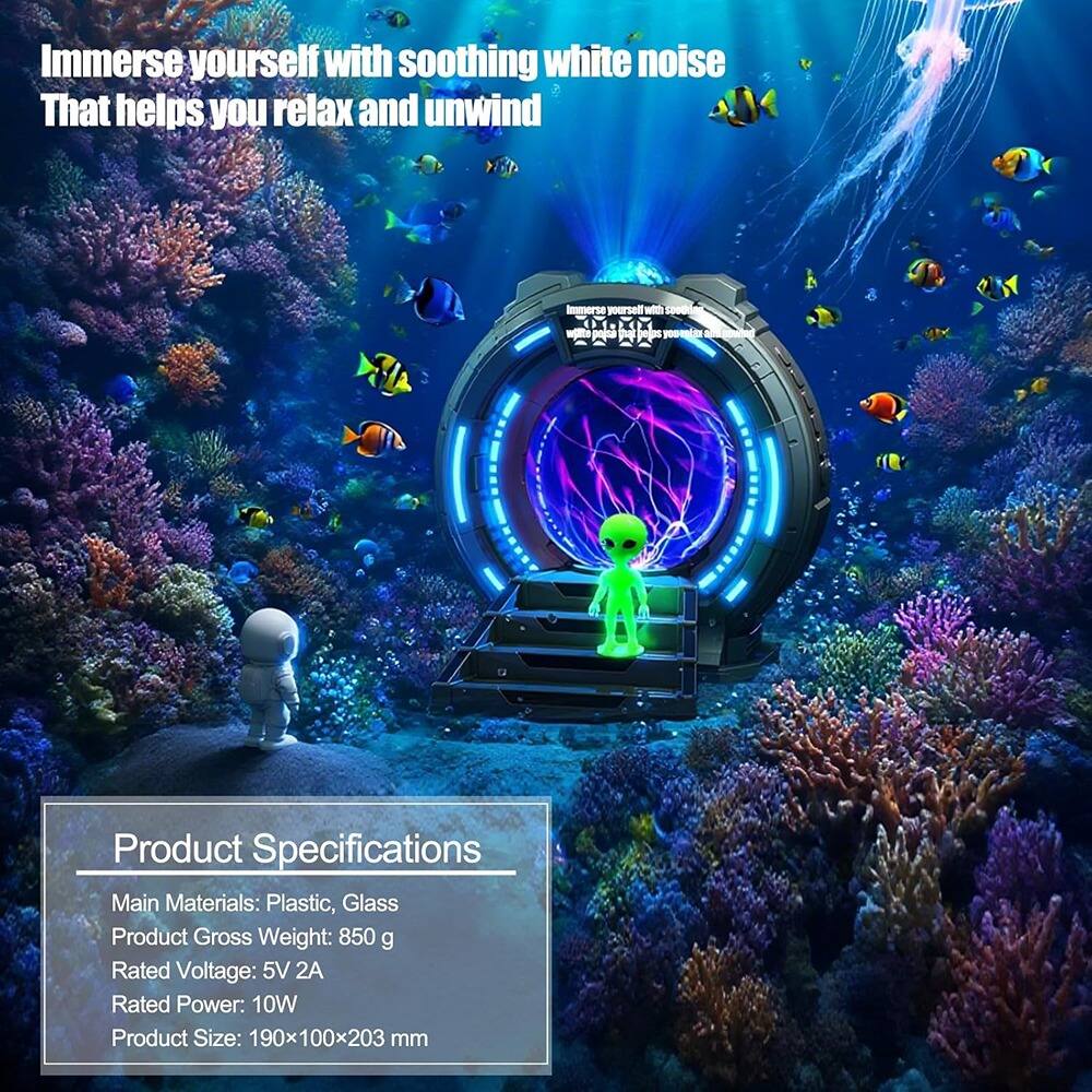 Immerse yourself with soothing white noise that helps you relax and unwind.

Product Specifications

Main Materials: Plastic, Glass  
Product Gross Weight: 850 g  
Rated Voltage: 5V 2A  
Rated Power: 10W  
Product Size: 190x100x203 mm