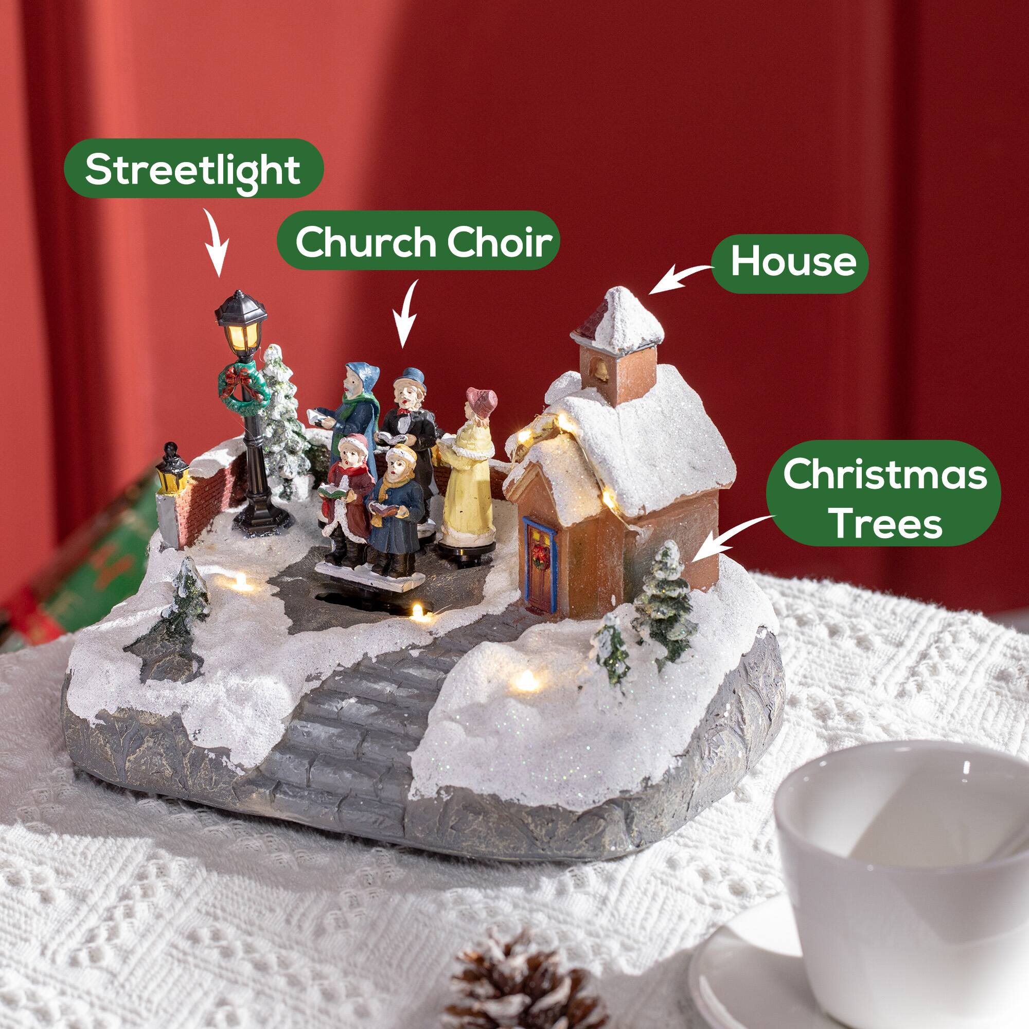 Streetlight, Church Choir, House, Christmas Trees