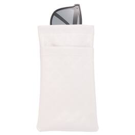 Unique Bargains - 1pc PU Leather Double Squeeze Top Eyeglass Pouch, Soft Travel Case Organizer for Men/Women Sunglasses - White