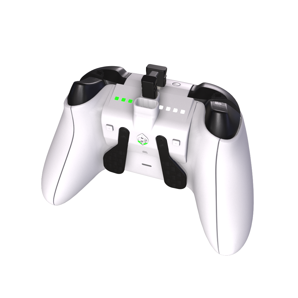 Angle. Collective Minds - Strike Pack Dominator 2 Back Paddle adapter for standard Series X | S and Xbox One Controllers - White.
