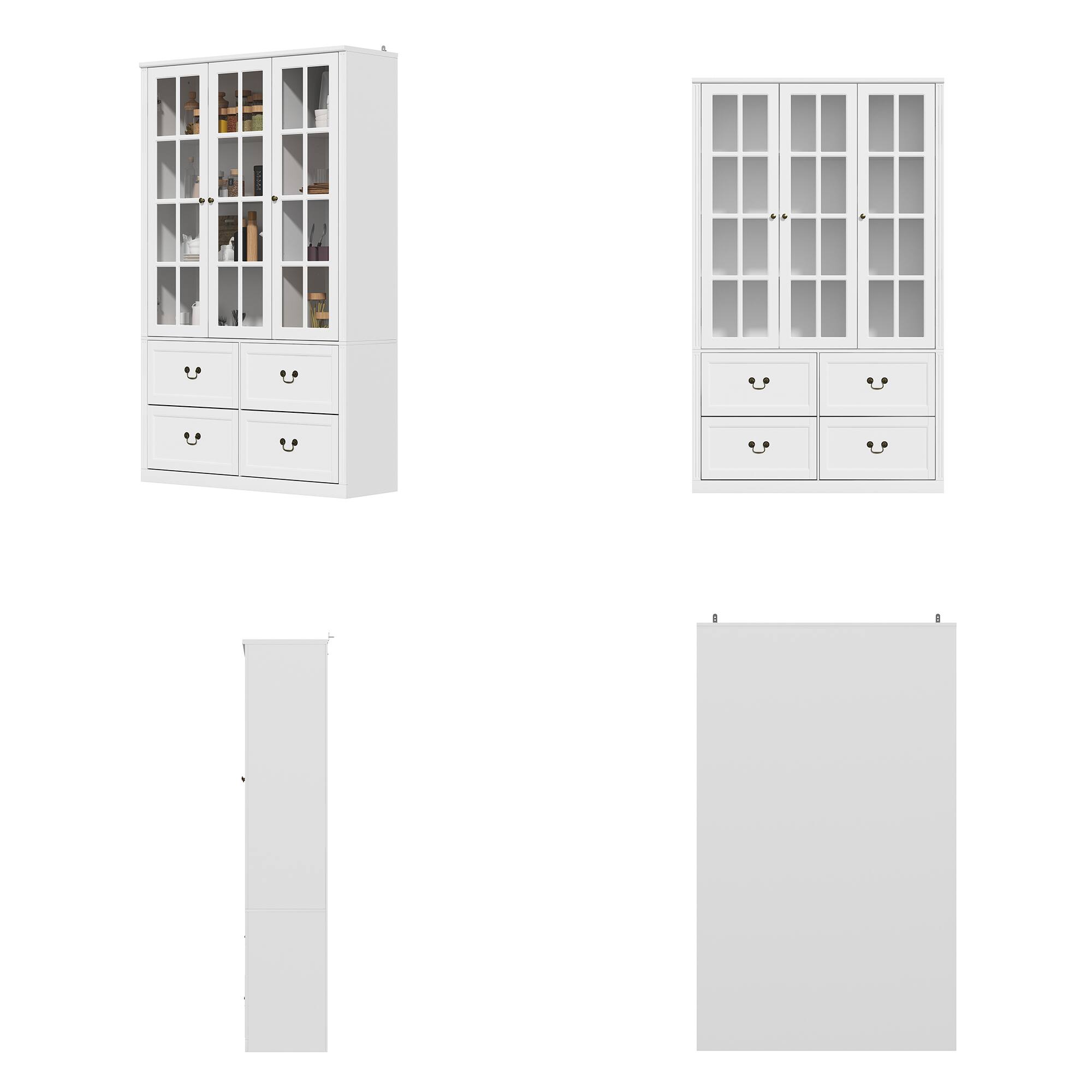 Angle. FUFU & GAGA - FUFU&GAGA Glass - Door Buffet: Safe & Stylish Storage for Dining & Kitchen Pantry Cabinet - White.