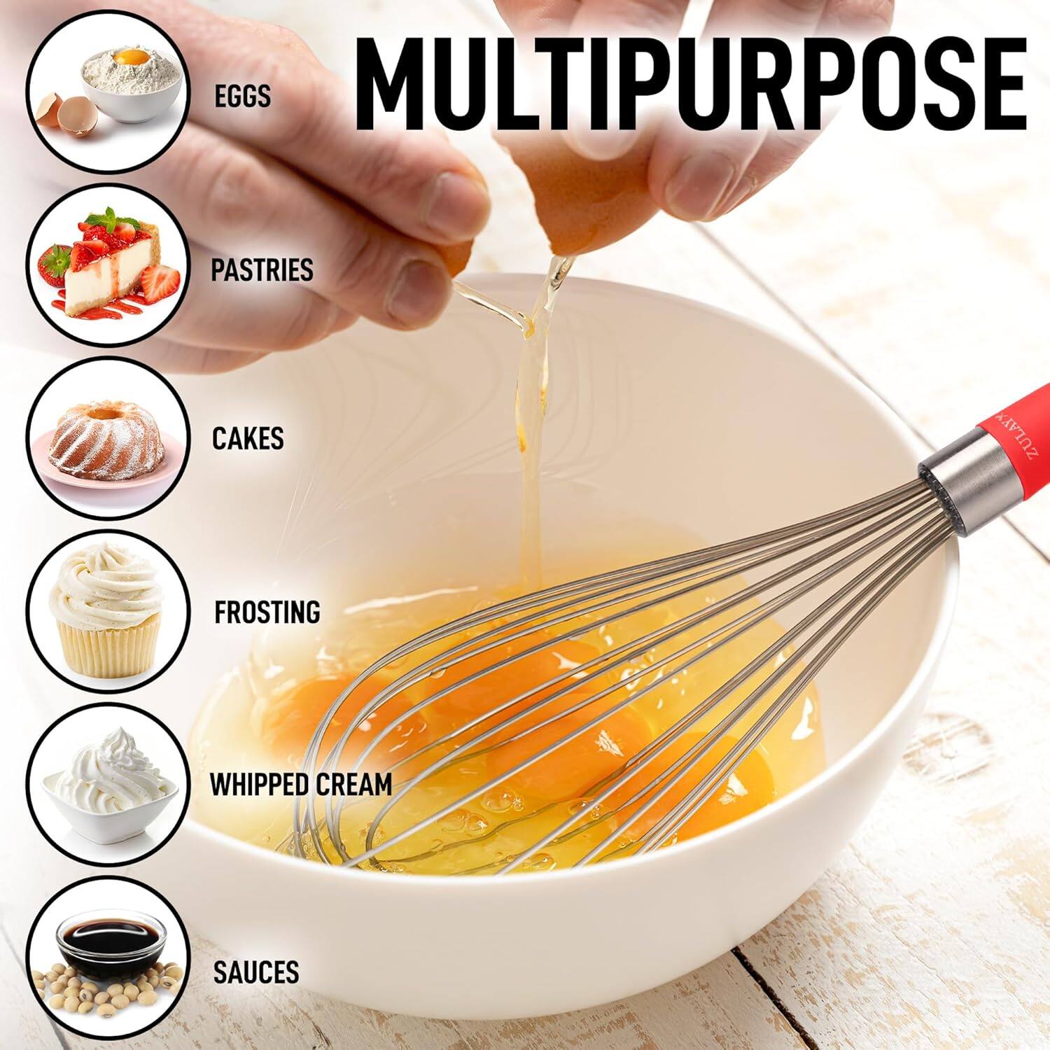 MULTIPURPOSE

EGGS  
PASTRIES  
CAKES  
FROSTING  
WHIPPED CREAM  
SAUCES