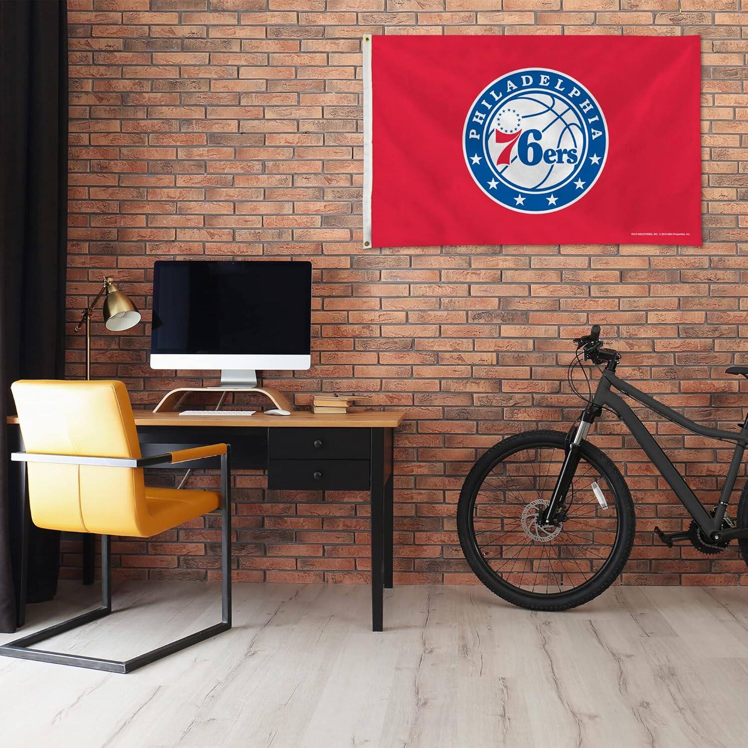 Alt View 1. Rico Industries - Philadelphia 76ers NBA 3X5 Indoor Outdoor Banner Flag with grommets for hanging - Multi.