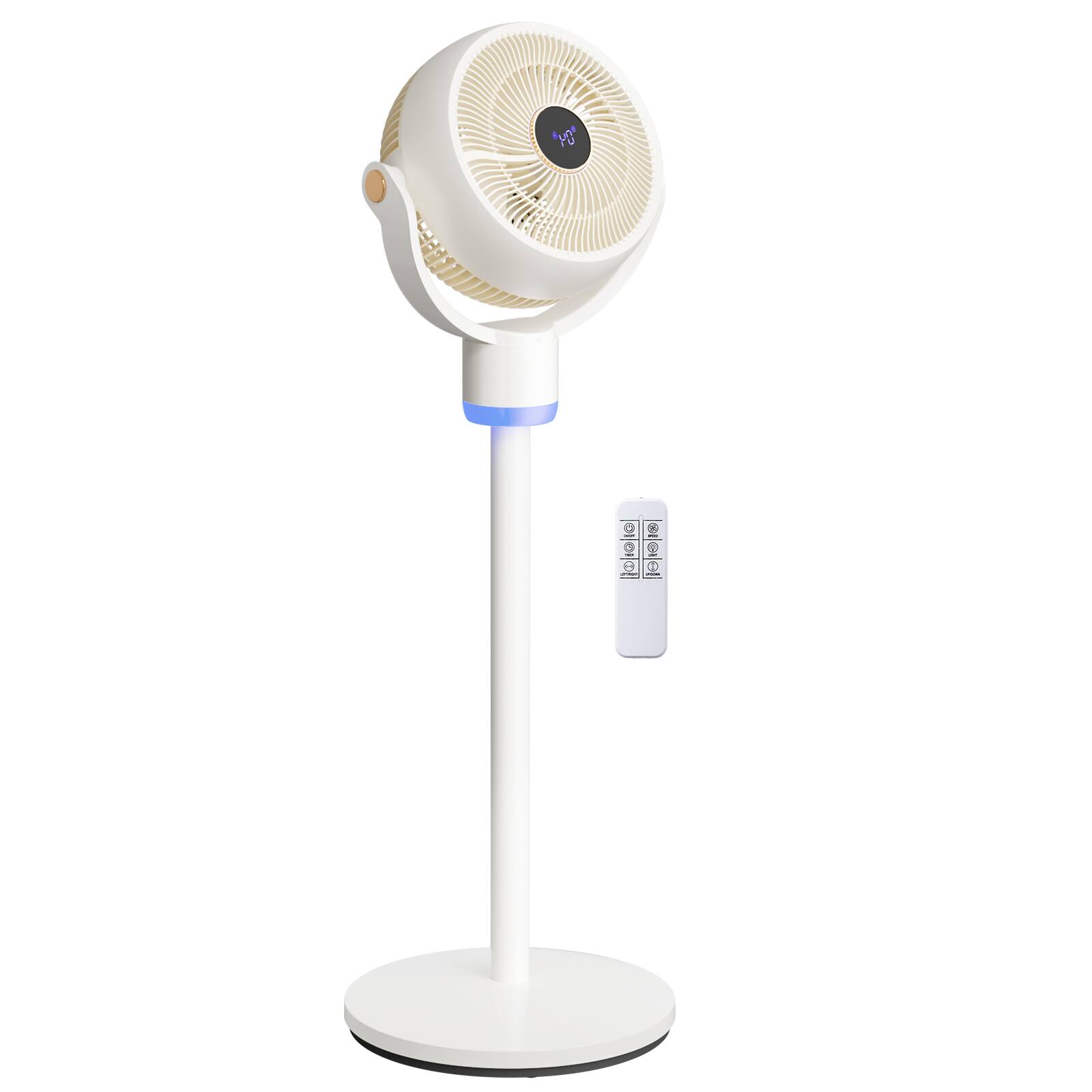 Alt View 1. Winado - 3-in-1 Air Circulator Floor Standing Fan, 40" Pedestal & Tabletop Fan, 120°+90°Omni-directional Oscillating Fan w/Remote - White.