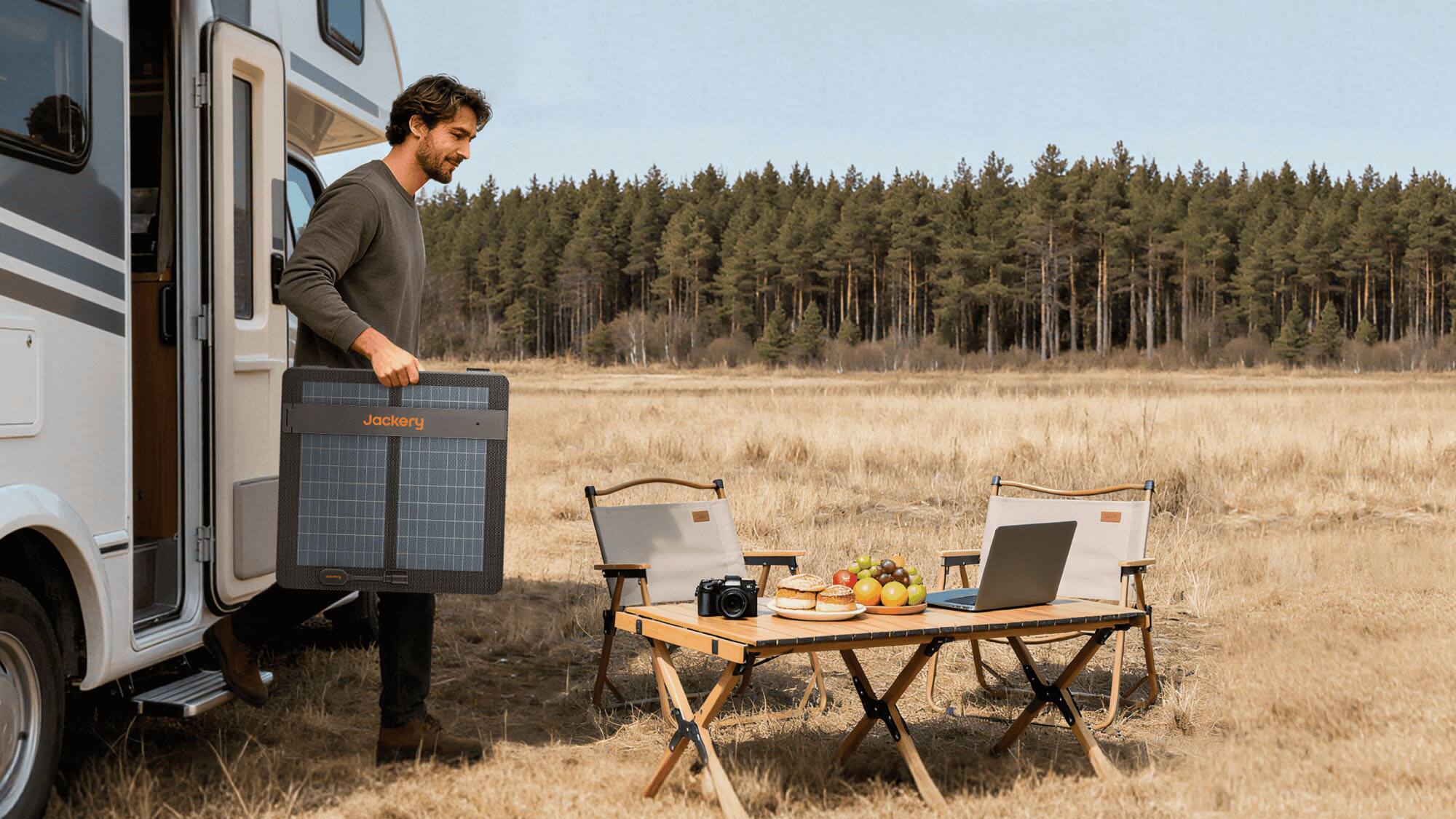 Alt View 3. Jackery - SolarSaga 100 Air Ultra Light Solar Panel - Black.
